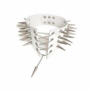 Чокер-комір з шипами Art of Sex - Ariadne, екошкіра, колір білий, L-2XL