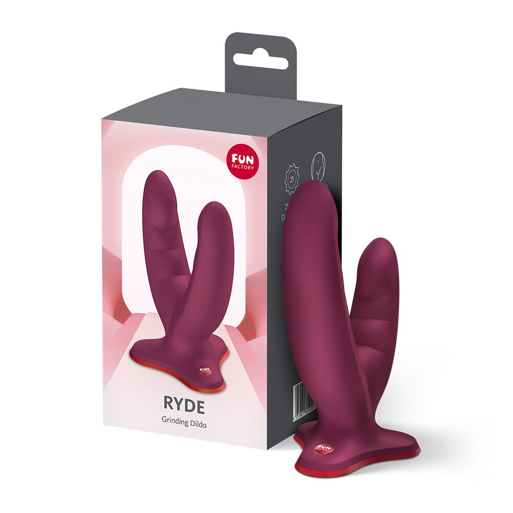 Подвійний фалоімітатор Fun Factory RYDE Wine Red, гнучкі стовбури, присоска - Зображення 6