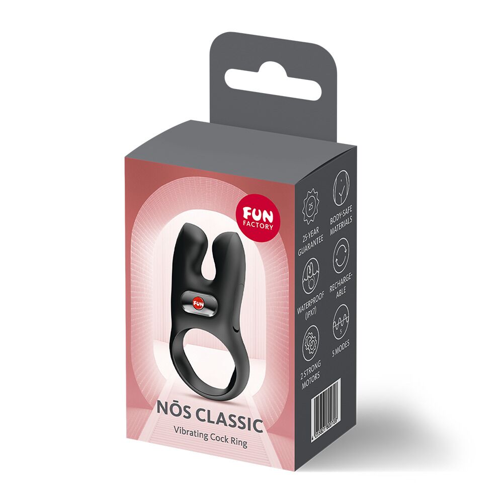 Ерекційне віброкільце з подвійною стимуляцією клітора Fun Factory NŌS CLASSIC Black, 2 мотори - Зображення 8