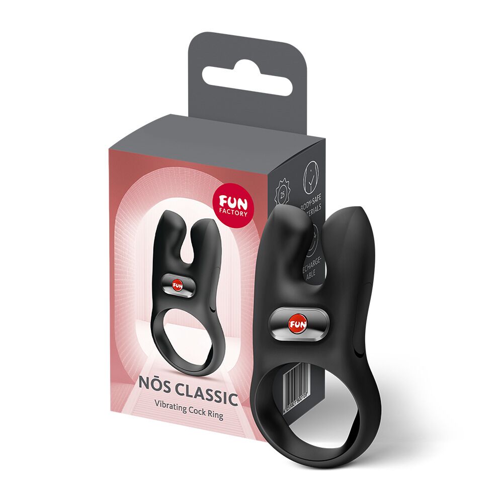 Ерекційне віброкільце з подвійною стимуляцією клітора Fun Factory NŌS CLASSIC Black, 2 мотори - Зображення 7