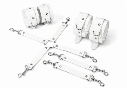 Набір для БДСМ Feral Feelings BDSM Kit 3 White, наручники, поножі, хрестовина