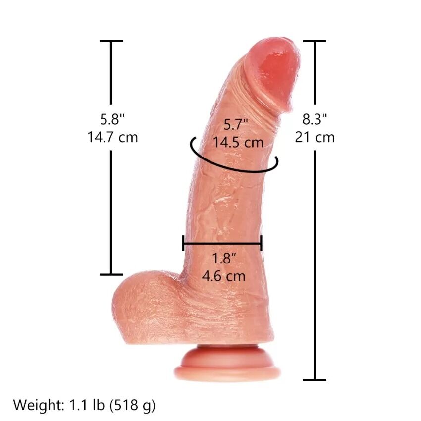 Фалоімітатор для секс-машин Hismith 8.25" Dual-density dildo with veins, система KlicLok - Зображення 5
