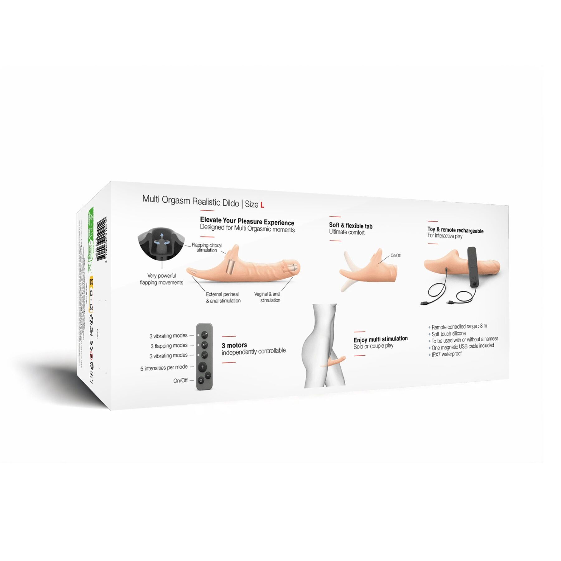 Вібронасадка для страпону з вакуумною стимуляцією Strap-On-Me Multi Orgasm Realistic Dildo L Vanilla - Зображення 8