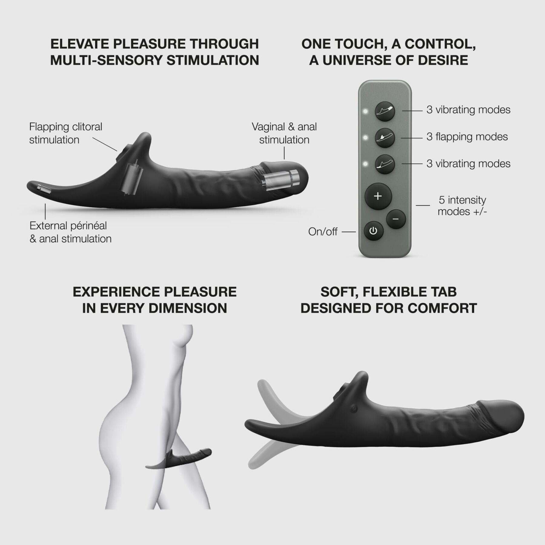 Вібронасадка для страпону з вакуумною стимуляцією Strap-On-Me Multi Orgasm Realistic Dildo L Black - Зображення 3