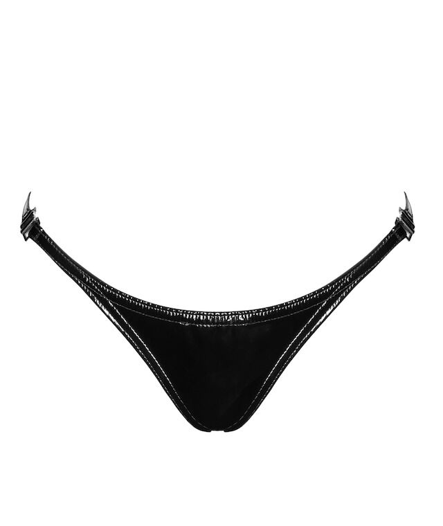 Трусики Noir Handmade P014 Dominae PVC panty with silver clasp 3XL - Зображення 4