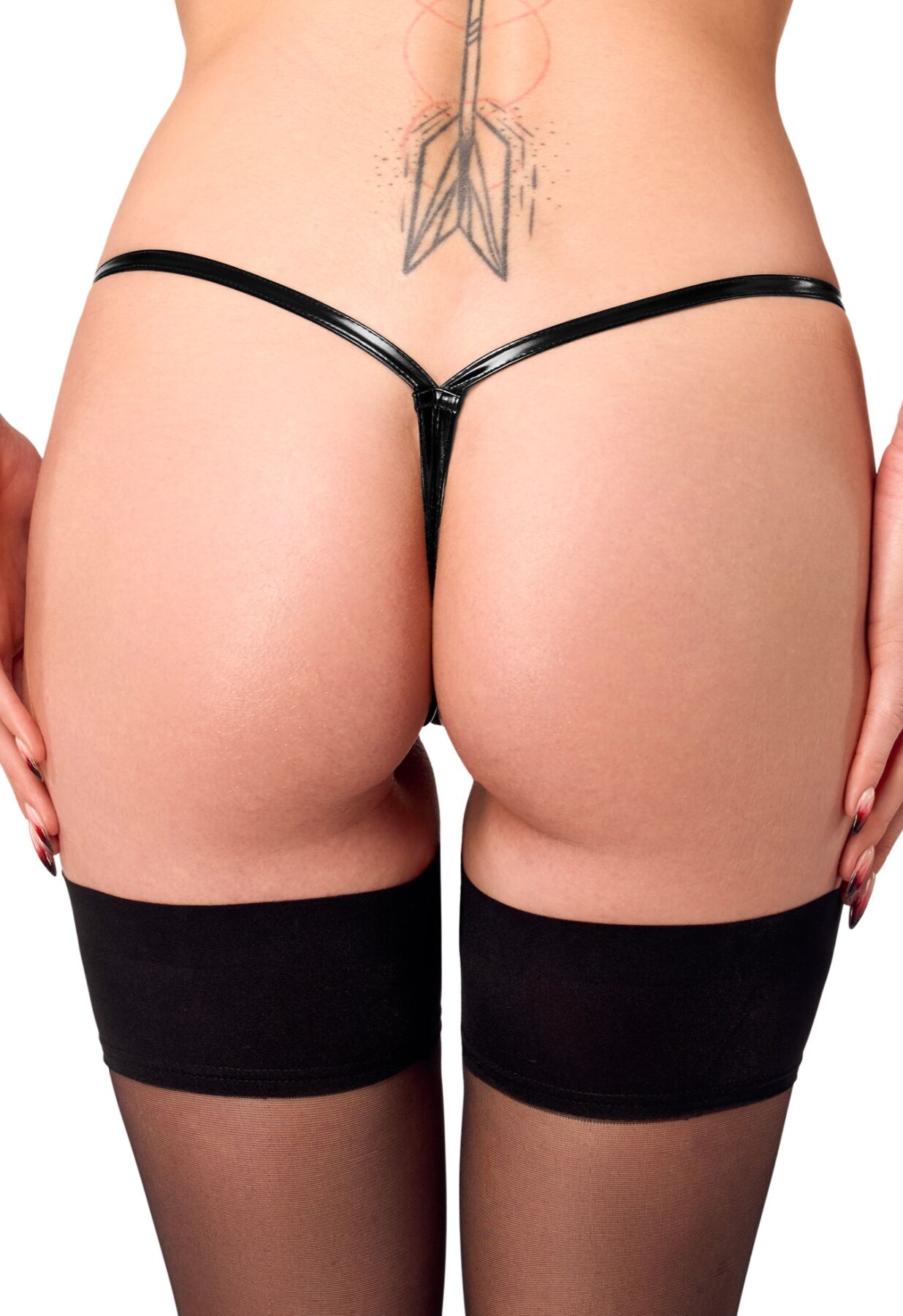 Трусики Noir Handmade P014 Dominae PVC panty with silver clasp 3XL - Зображення 2