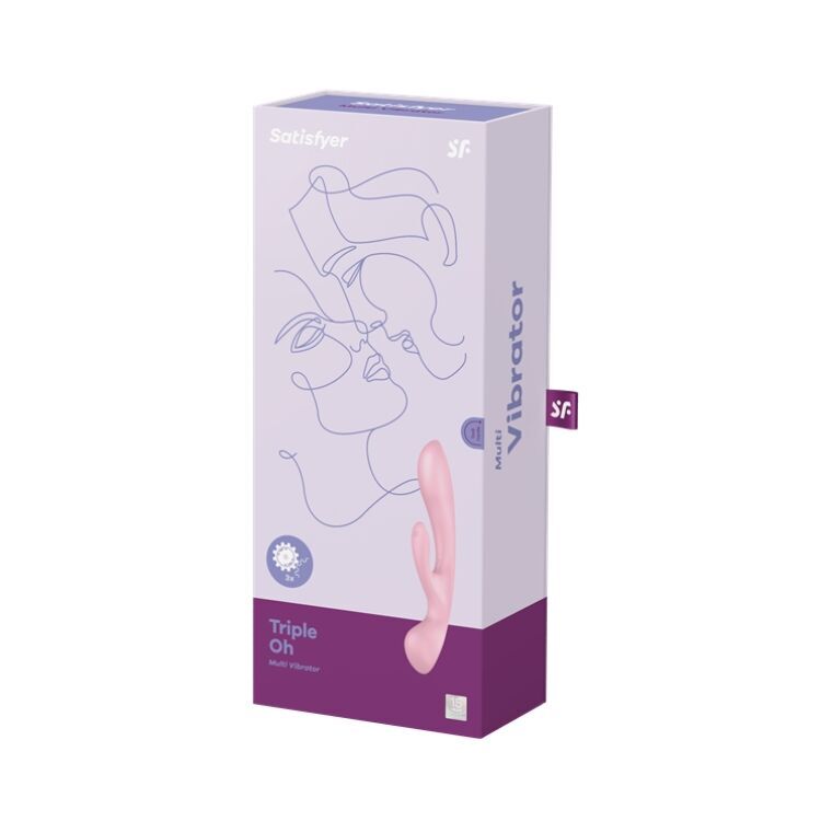 Двосторонній вібратор-кролик Satisfyer Triple Oh Pink (м'яте паковання!!!) - Зображення 9