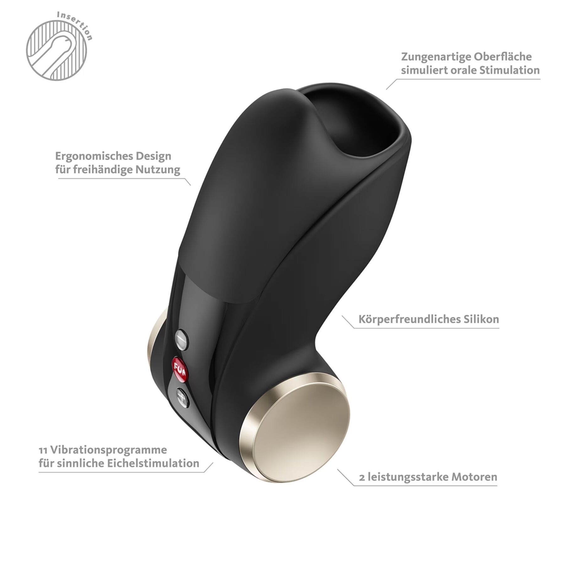 Мастурбатор для головки пеніса Fun Factory COBRA LIBRE II Black, 2 мотори, гра без рук - Зображення 2