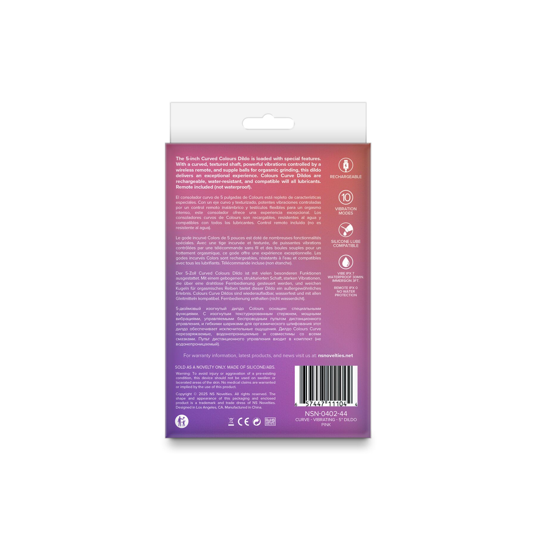 Ділдо з вібрацією NS Novelties Colours - Curve - Vibrating - 5" Dildo - Pink - Зображення 4