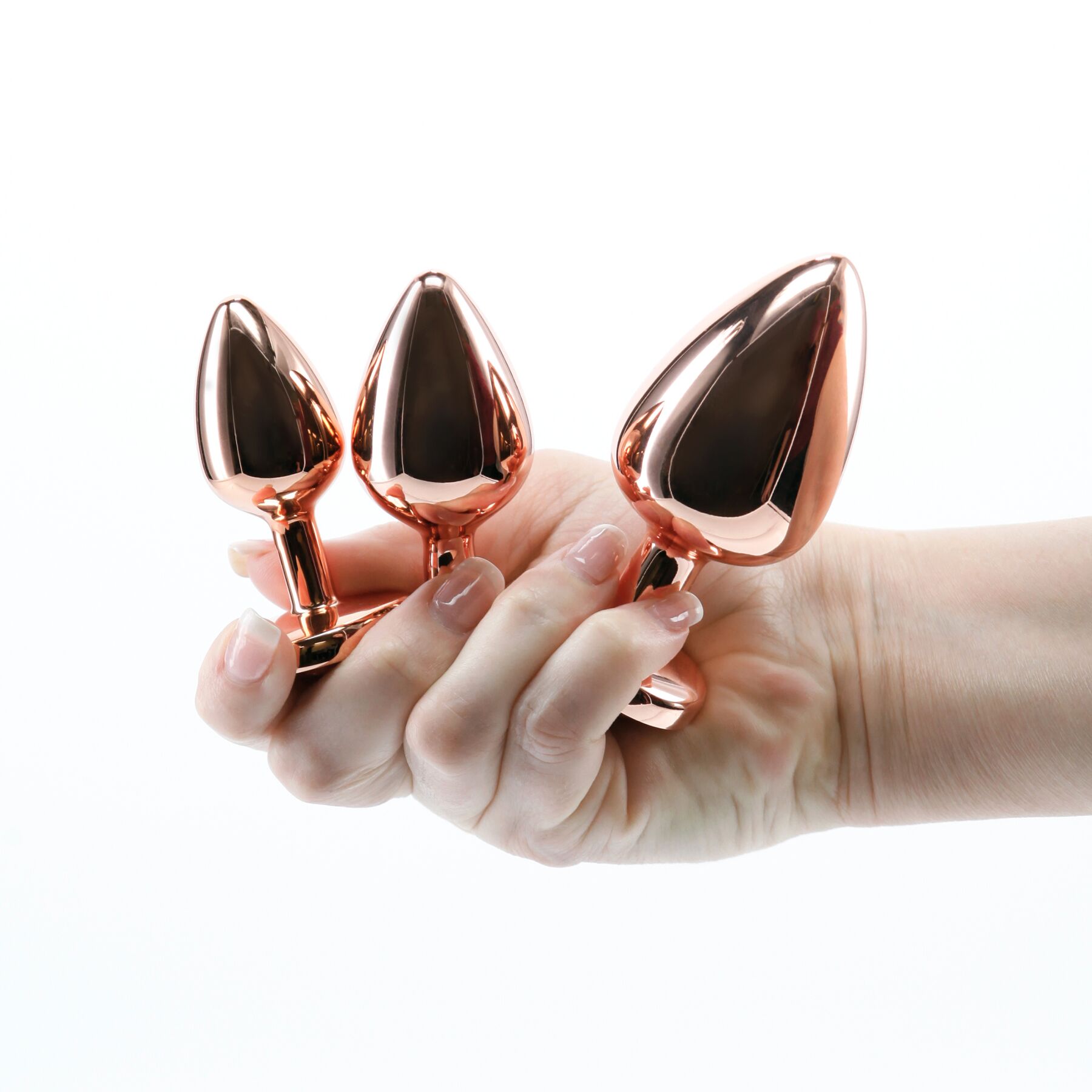 Набір анальних пробок NS Novelties Rear Assets - Trainer Kit - Rose Gold - Pink Heart - Зображення 2