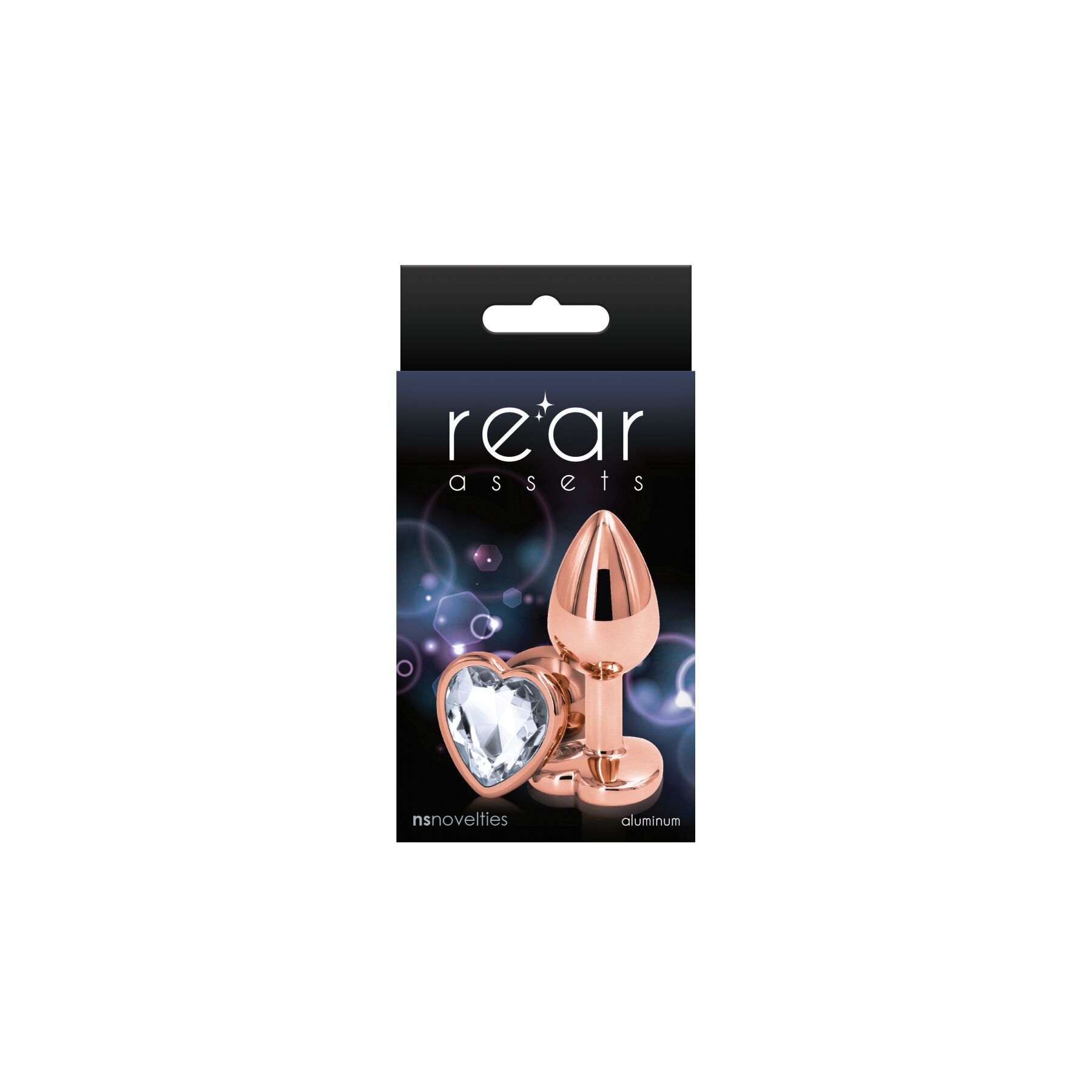 Анальна пробка NS Novelties Rear Assets - Rose Gold Heart - Small - Clear - Зображення 2
