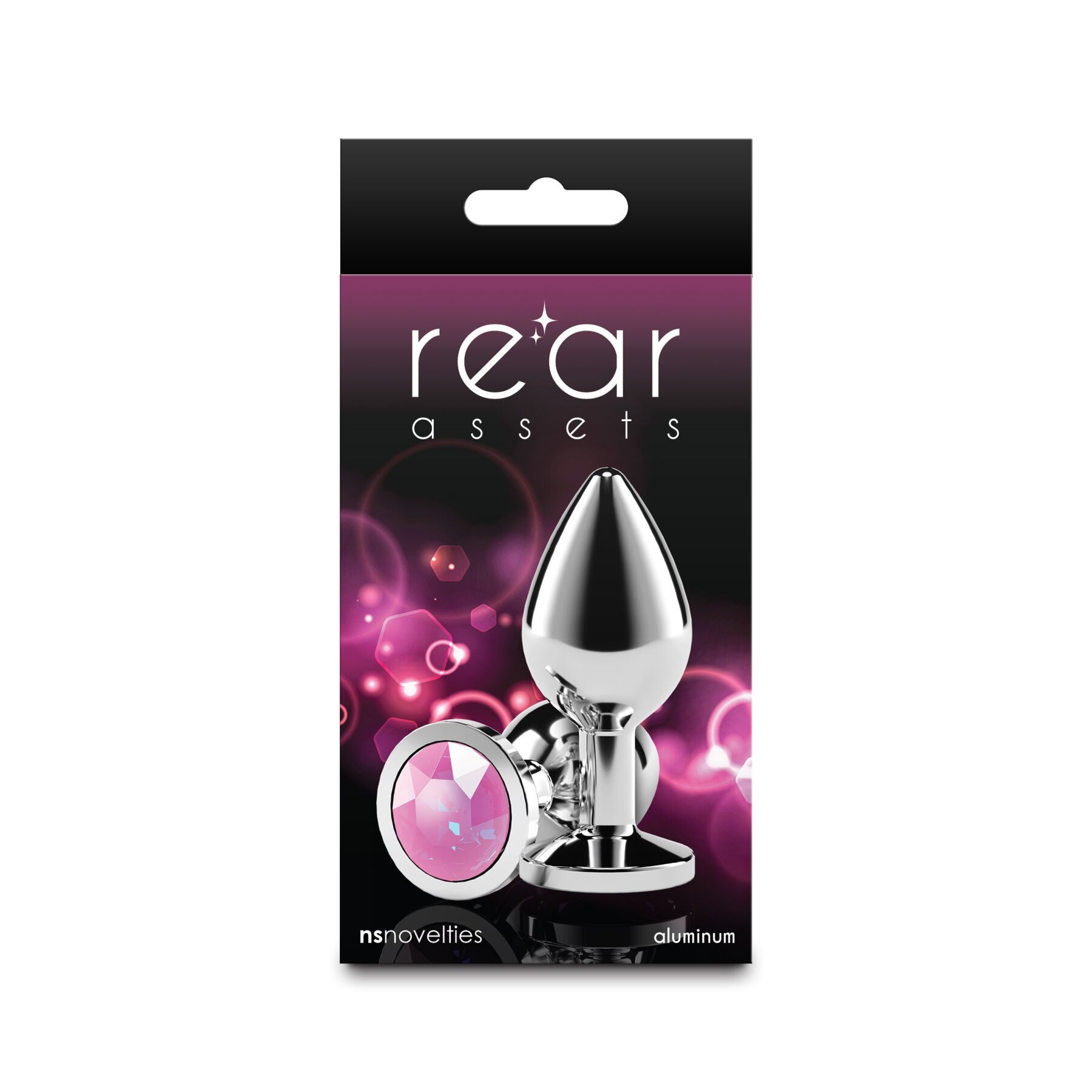 Анальна пробка NS Novelties Rear Assets - Silver - Medium - Pink Gem - Зображення 3