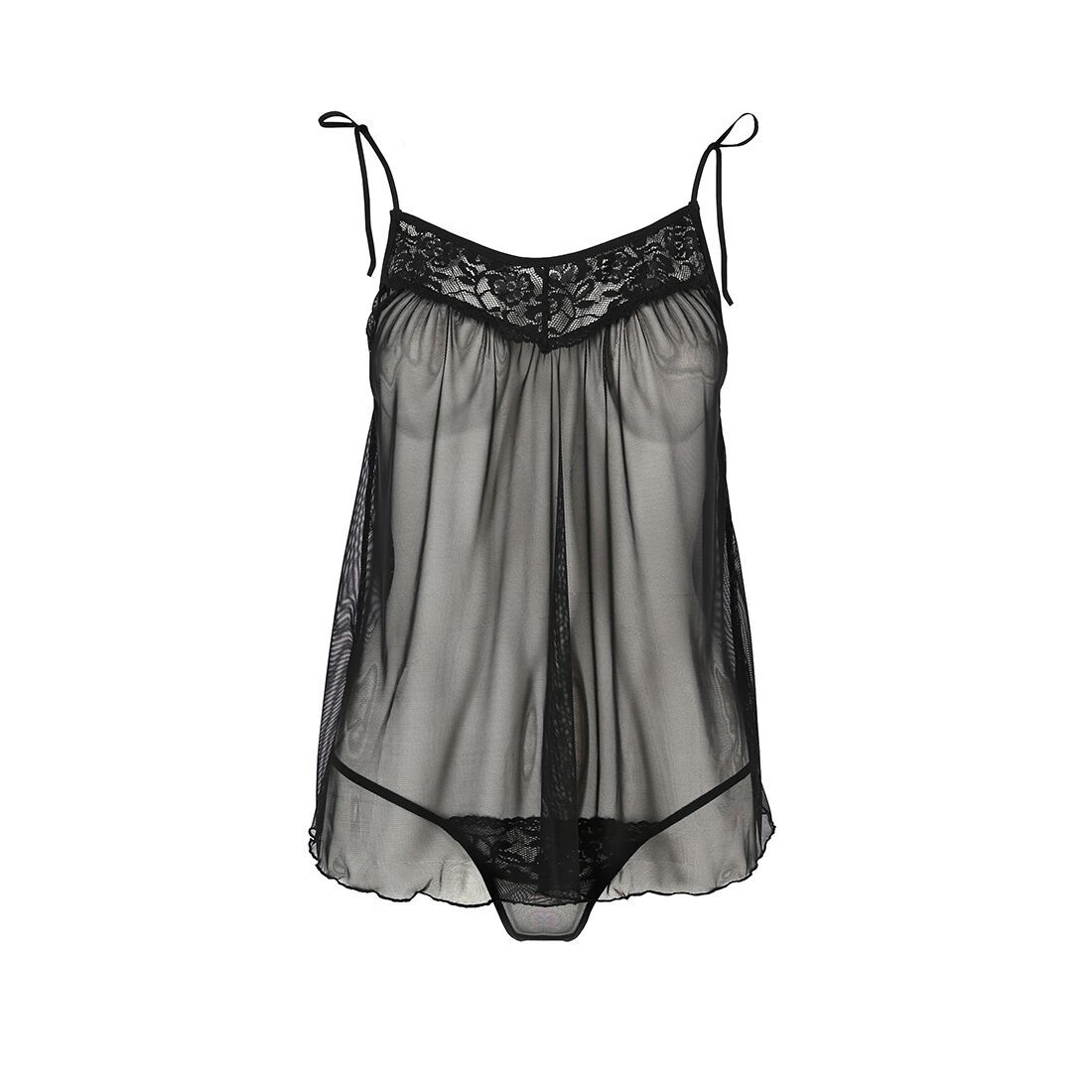Сорочка прозора бебі дол Passion MELANIA CHEMISE S/M black (м'яте паковання!!!) - Зображення 4
