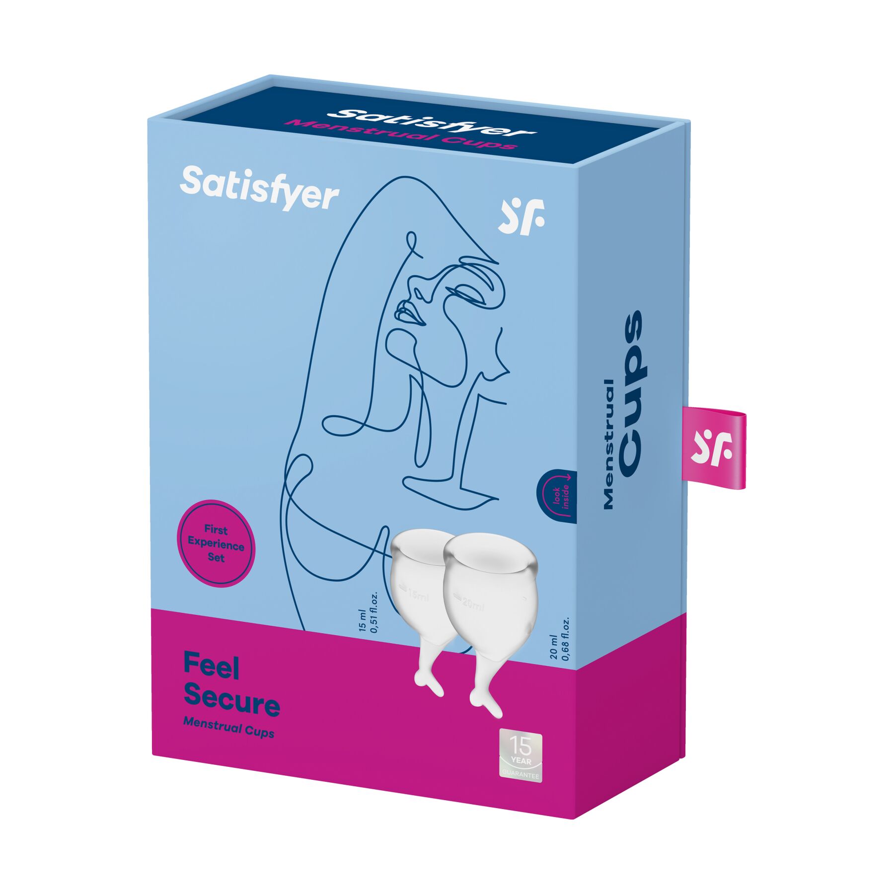Набір менструальних чаш Satisfyer Feel Secure (transparent), 15мл і 20мл, мішечок для зберігання - Зображення 4
