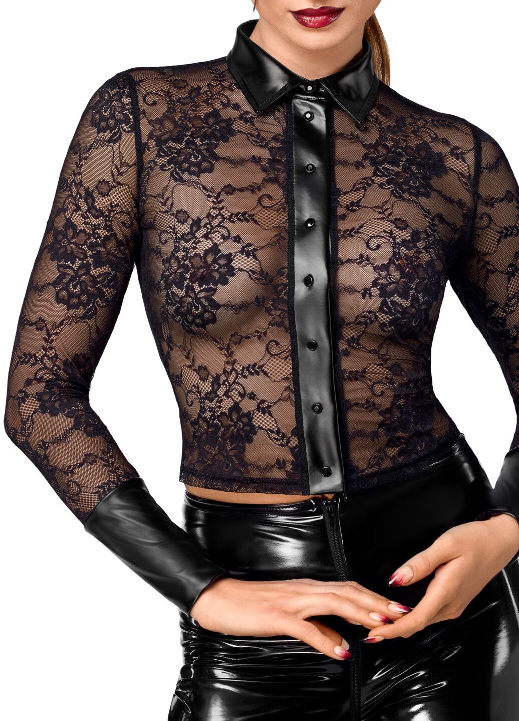 Блуза Noir Handmade F377 Noirelle Lace Button-up Shirt XS - Зображення 4