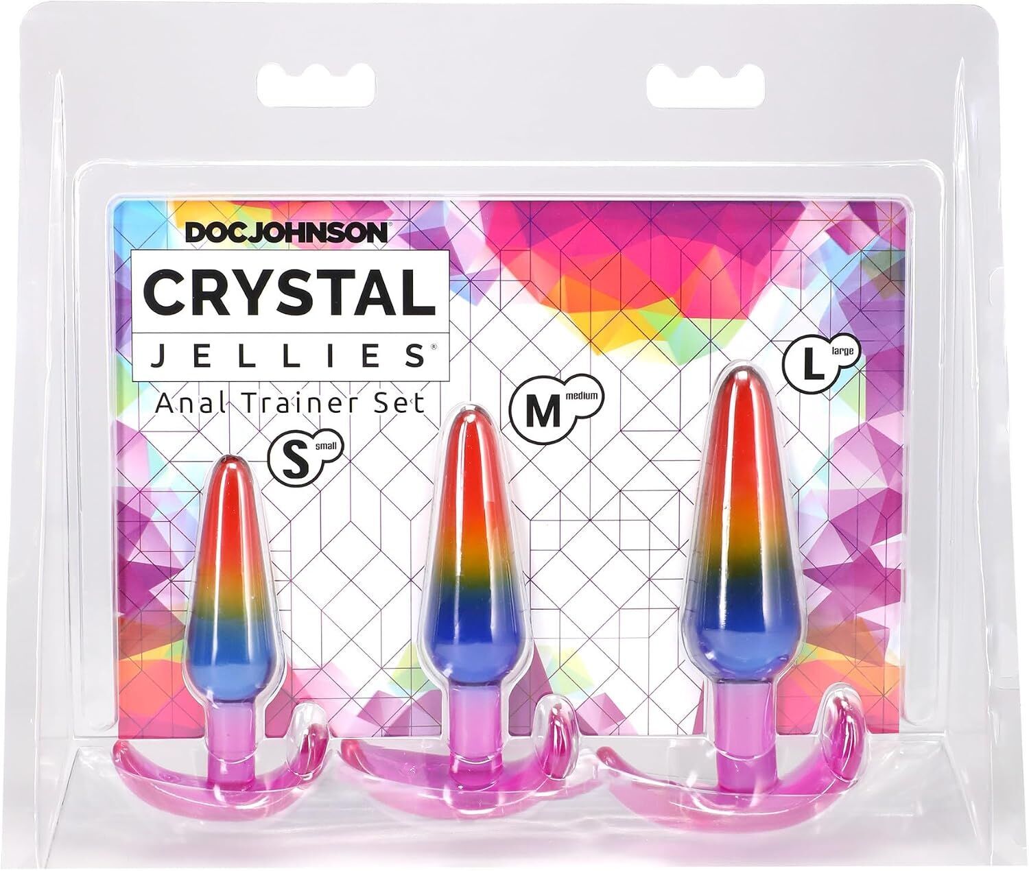 Набір анальних пробок Doc Johnson Crystal Jellies - Anal Trainer Set - Rainbow (м'яте паковання!!!) - Зображення 9