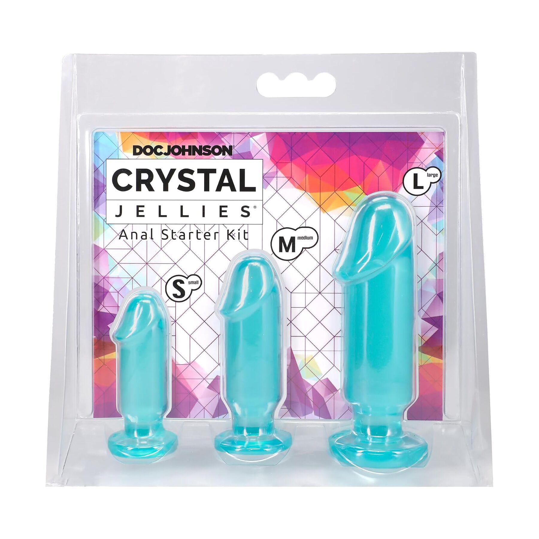 Набір анальних пробок Doc Johnson Crystal Jellies - Anal Starter Kit Teal (м'ятий та без вставки!!!) - Зображення 5