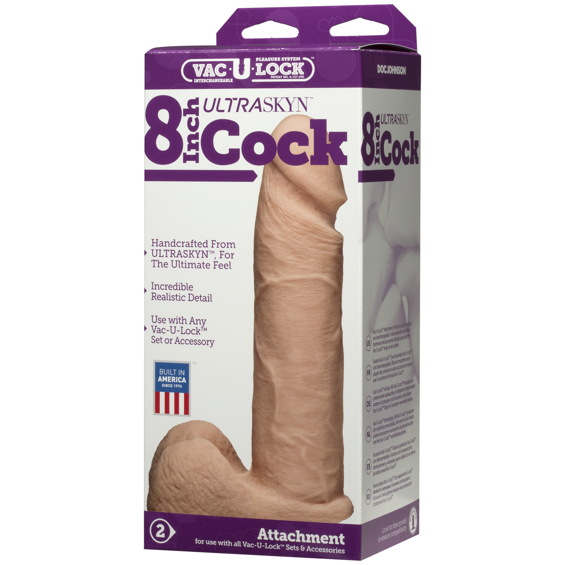 Фалоімітатор Doc Johnson Vac-U-Lock - 8 Inch ULTRASKYN Cock White (м'яте паковання!!!) - Зображення 5