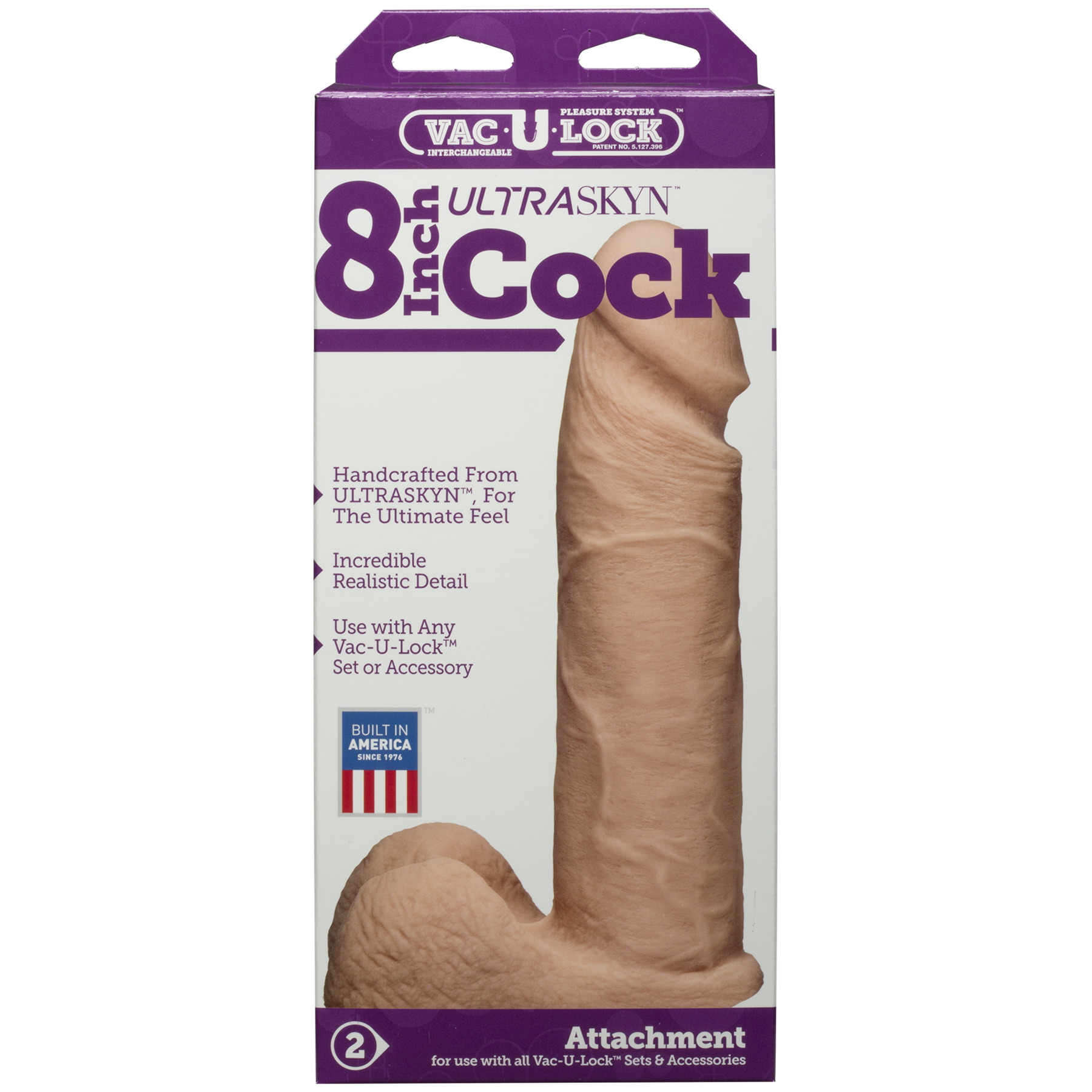 Фалоімітатор Doc Johnson Vac-U-Lock - 8 Inch ULTRASKYN Cock White (м'яте паковання!!!) - Зображення 6