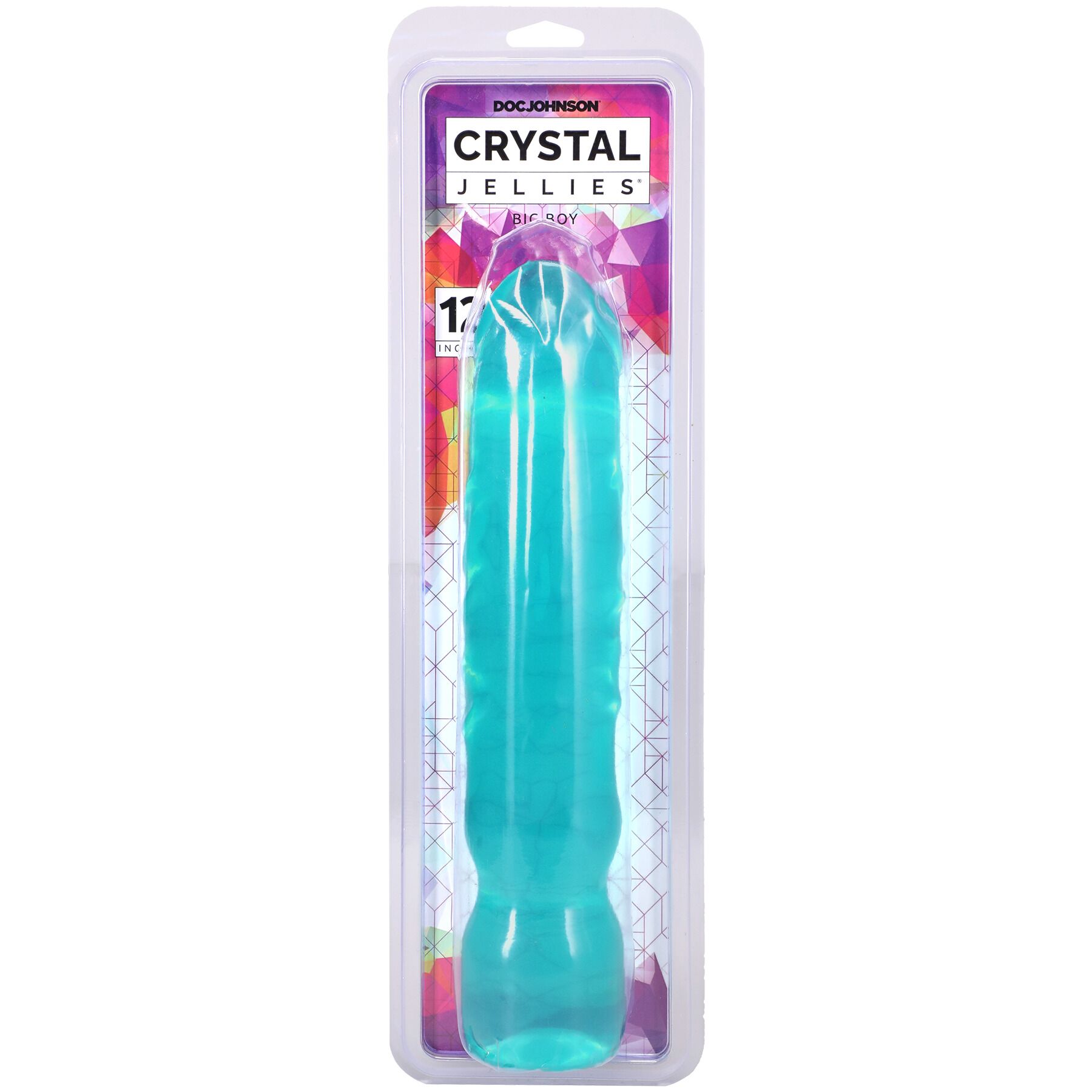 Фалоімітатор Doc Johnson Crystal Jellies - 12 Inch Big Boy - Teal - Зображення 2