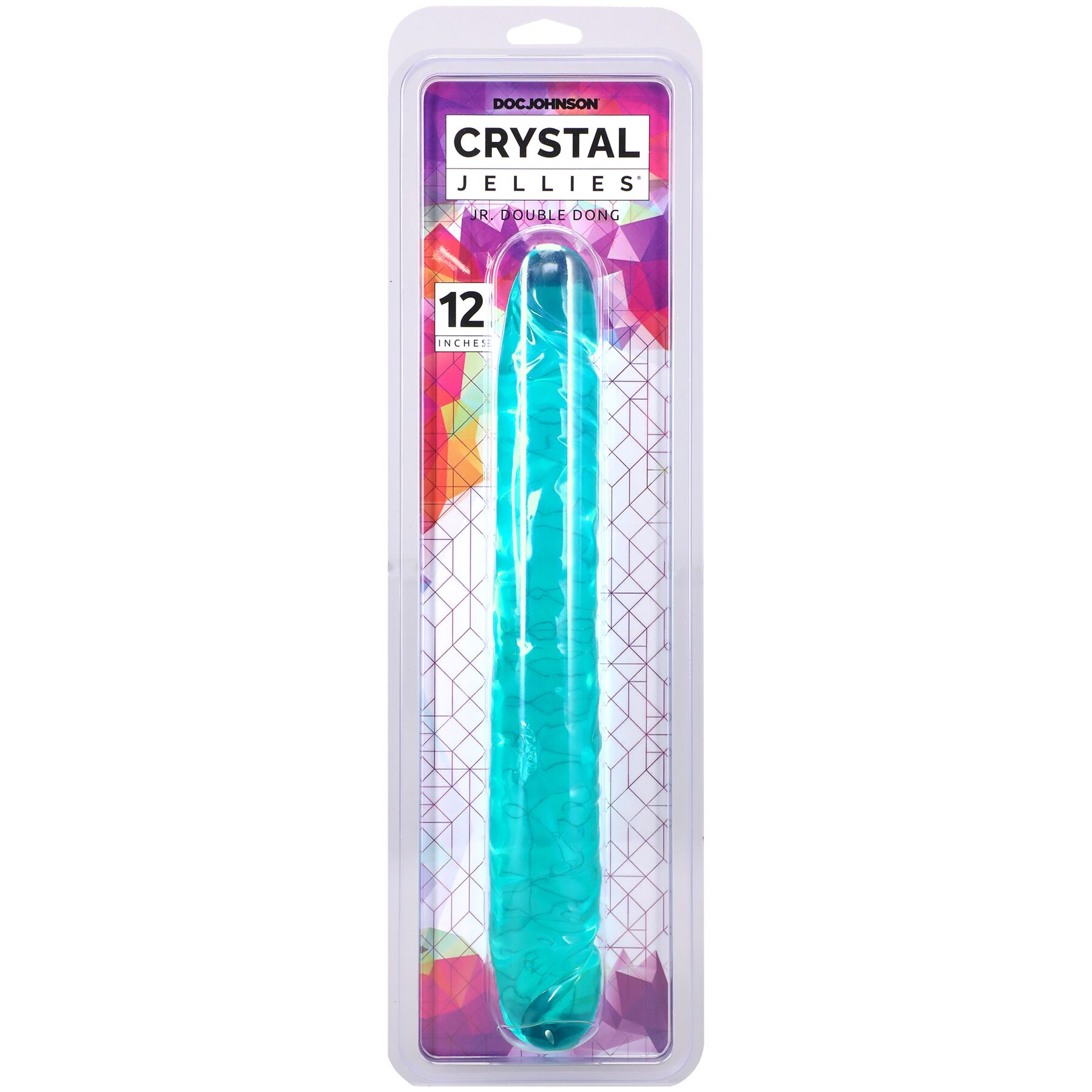 Фалоімітатор двосторонній Doc Johnson Crystal Jellies 12" Jr. Double Dong Teal - Зображення 2