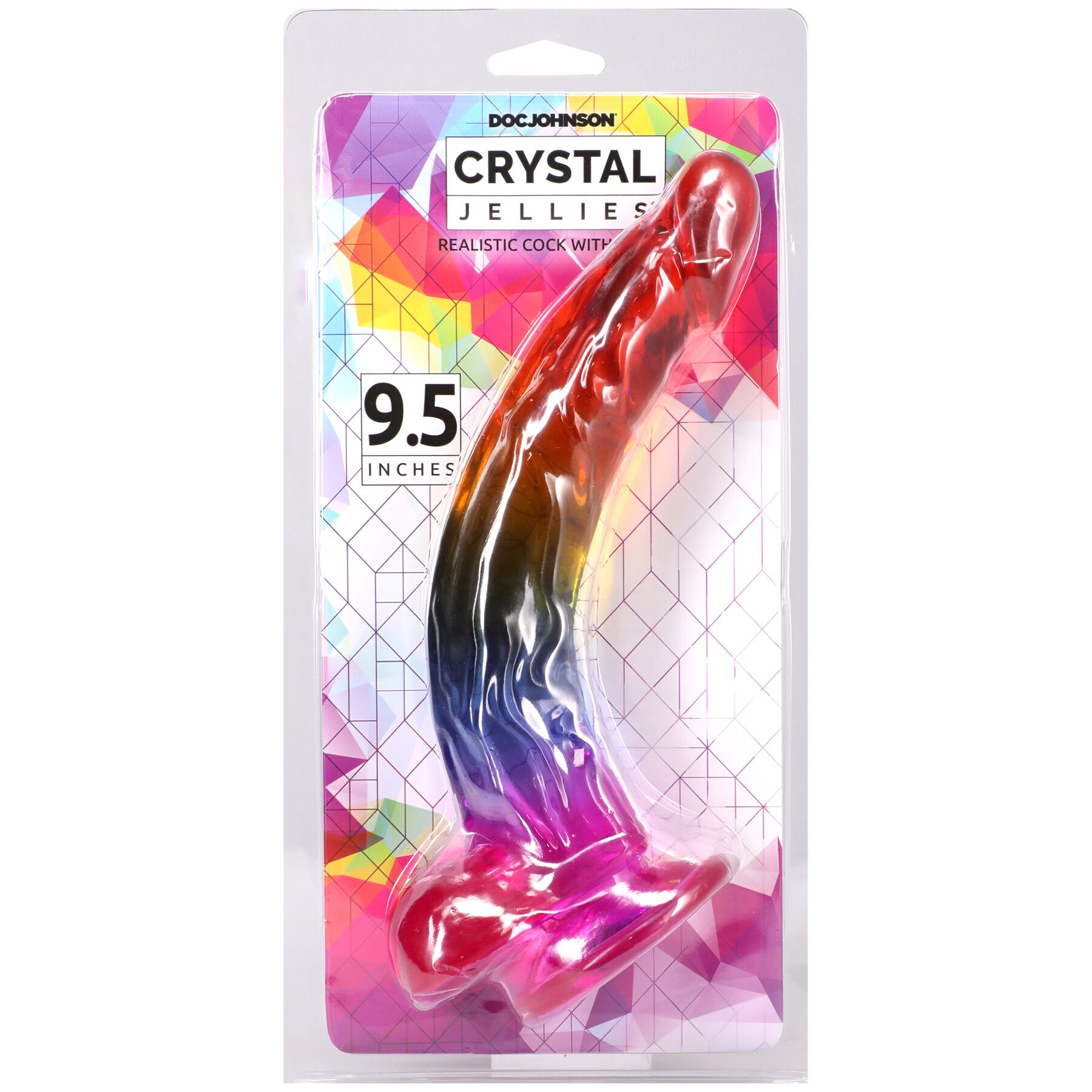 Фалоімітатор Doc Johnson Crystal Jellies - 9.5 Inch Dildo - Rainbow - Зображення 5