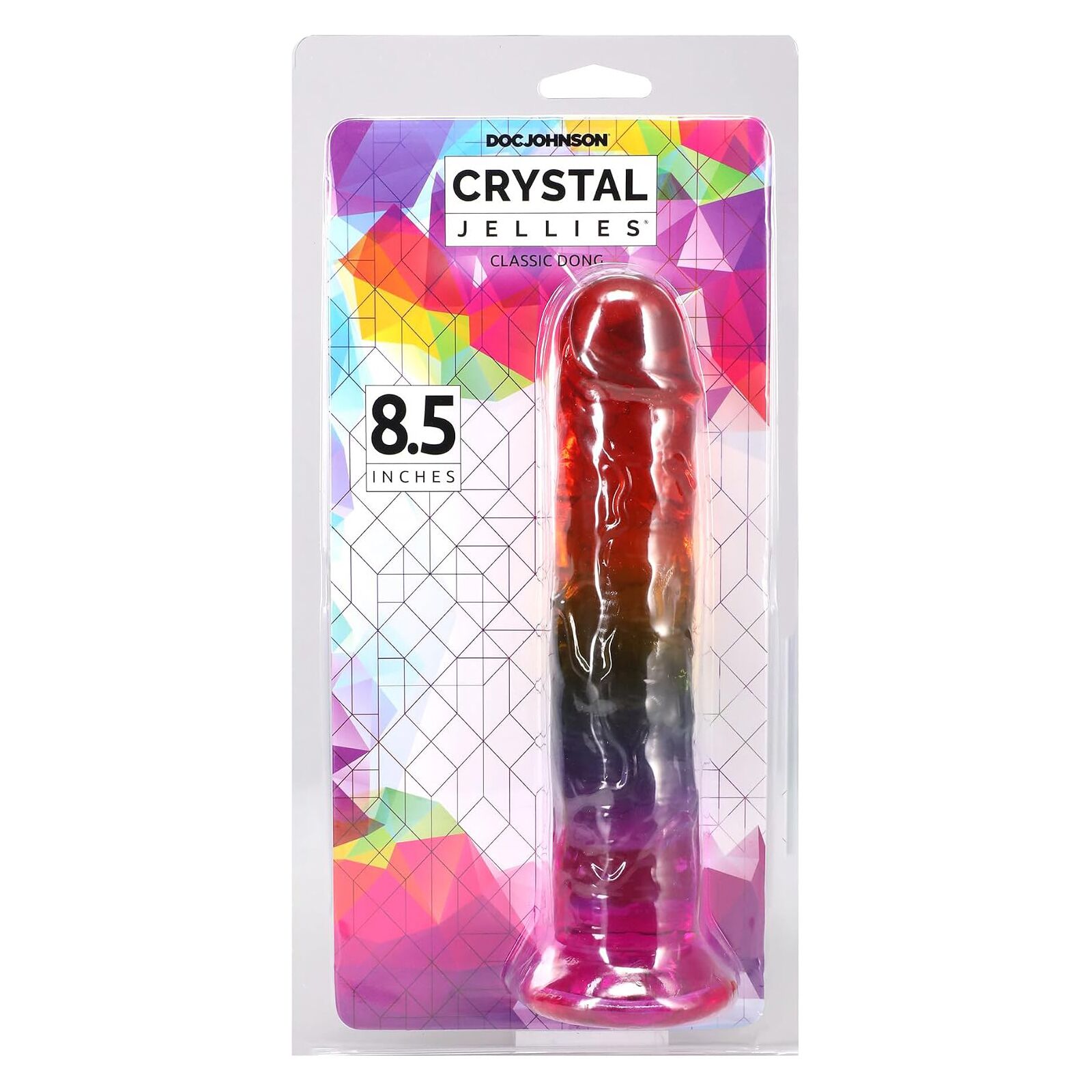 Дилдо Doc Johnson Crystal Jellies - 8.5 Inch Сlassic Dong - Rainbow - Зображення 5
