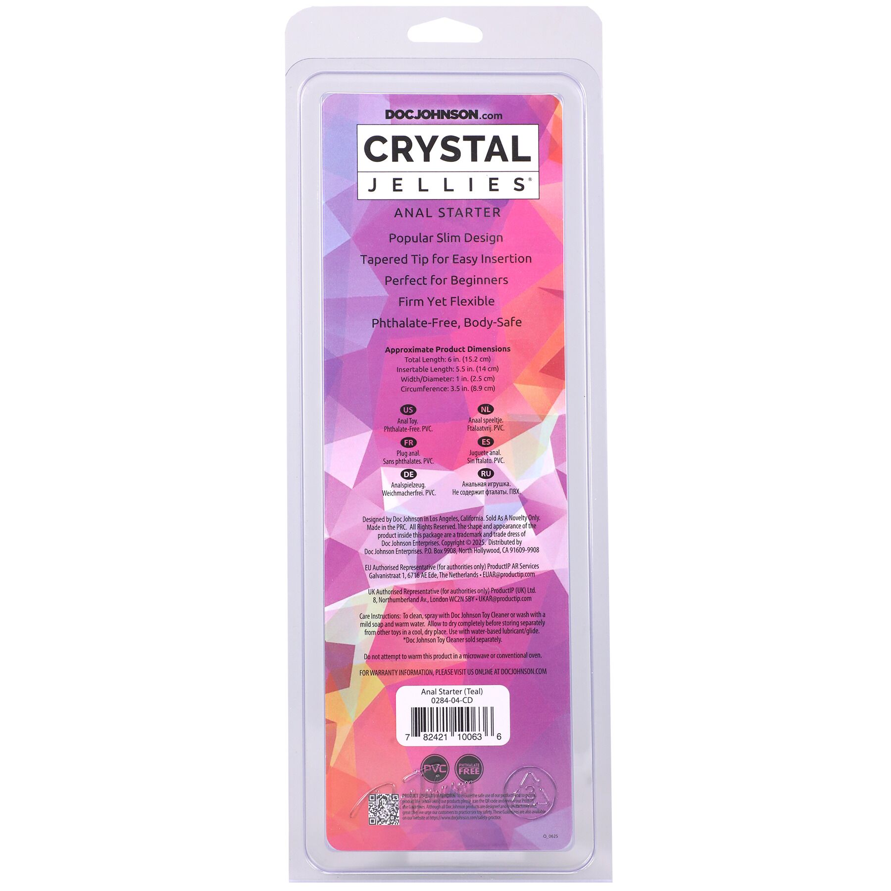 Дилдо Doc Johnson Crystal Jellies - Anal Starter - 5.5 Inches - Teal - Зображення 3