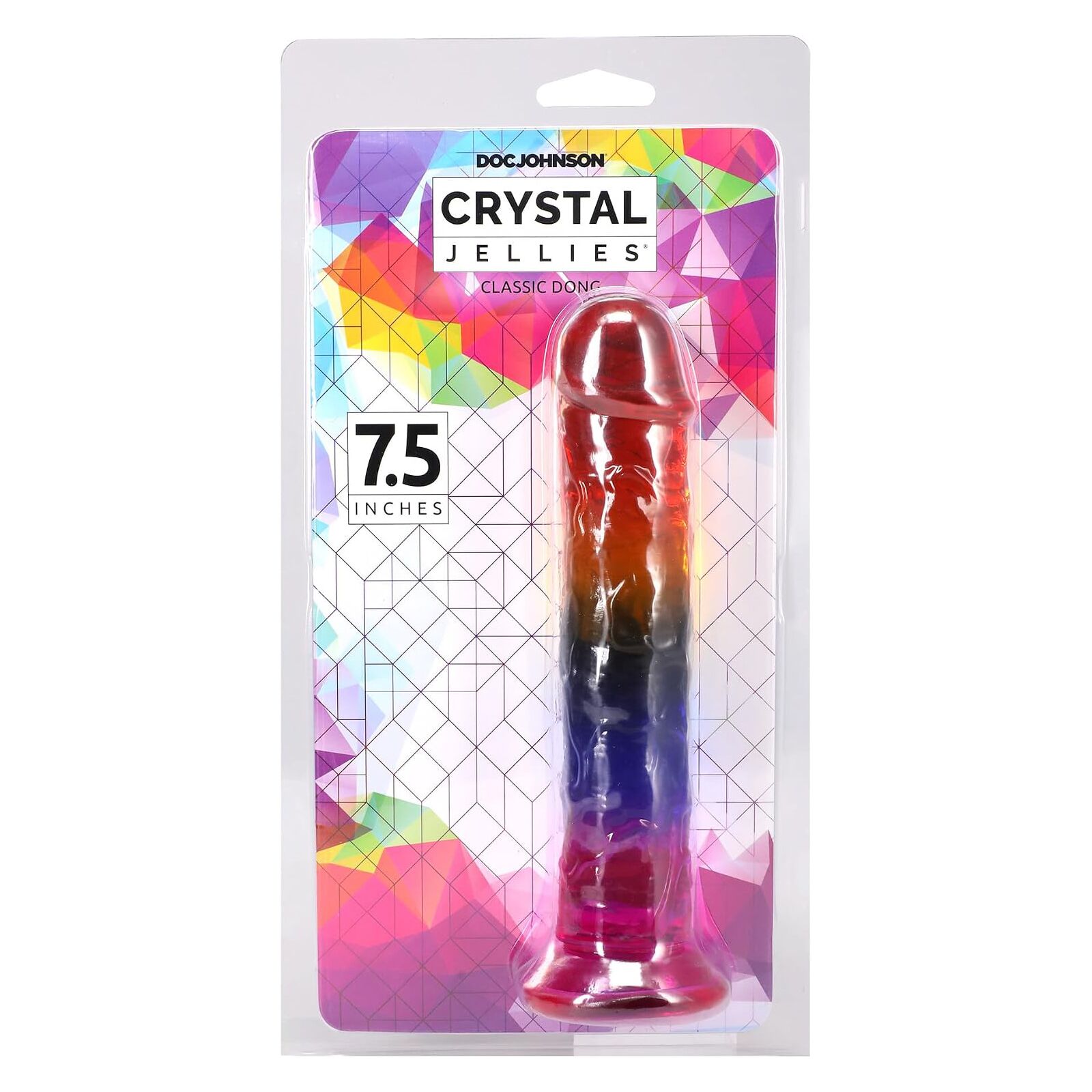 Дилдо Doc Johnson Crystal Jellies - 7.5 Inch Dong - Rainbow - Зображення 5