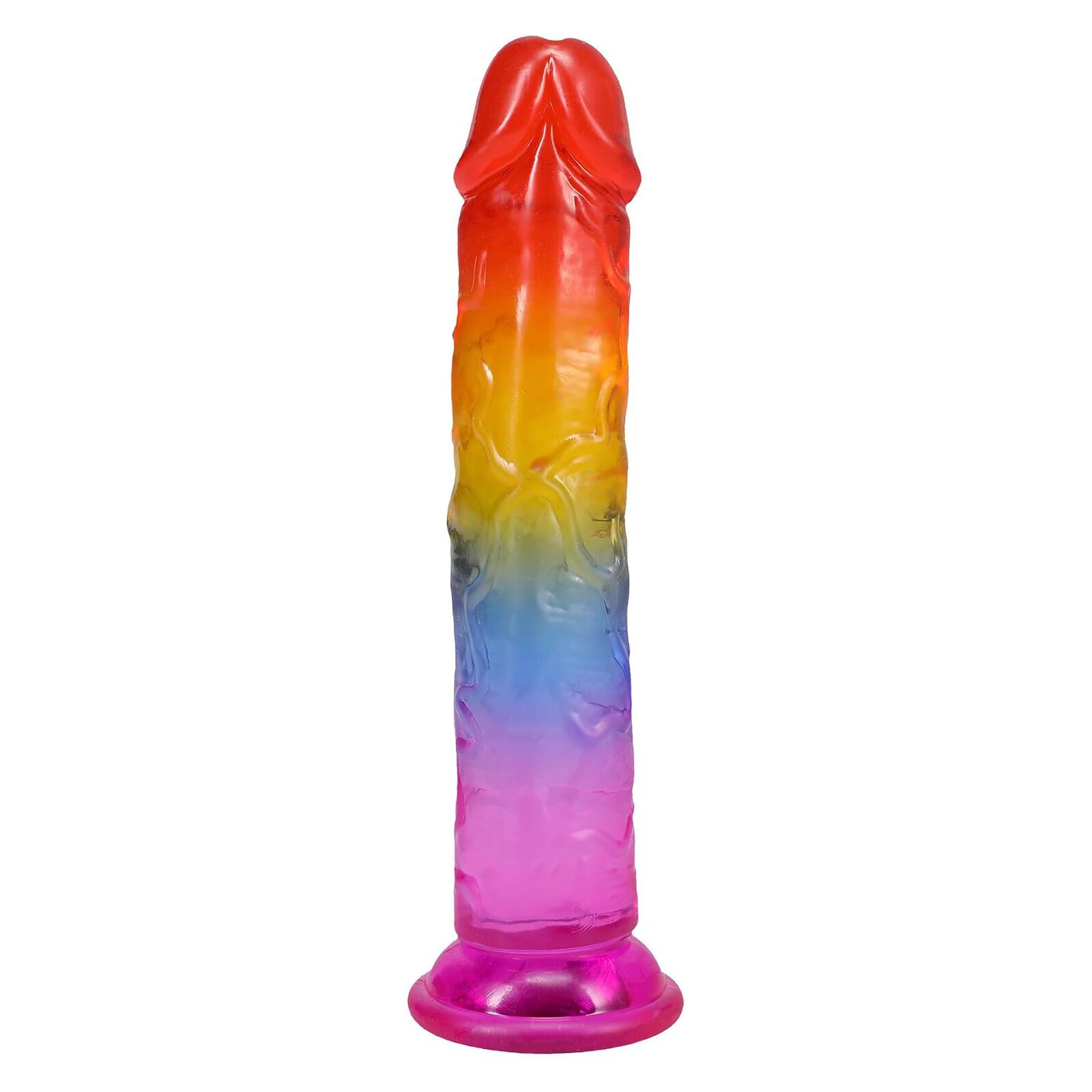 Дилдо Doc Johnson Crystal Jellies - 7 Inch Сlassic Dong - Rainbow - Зображення 4
