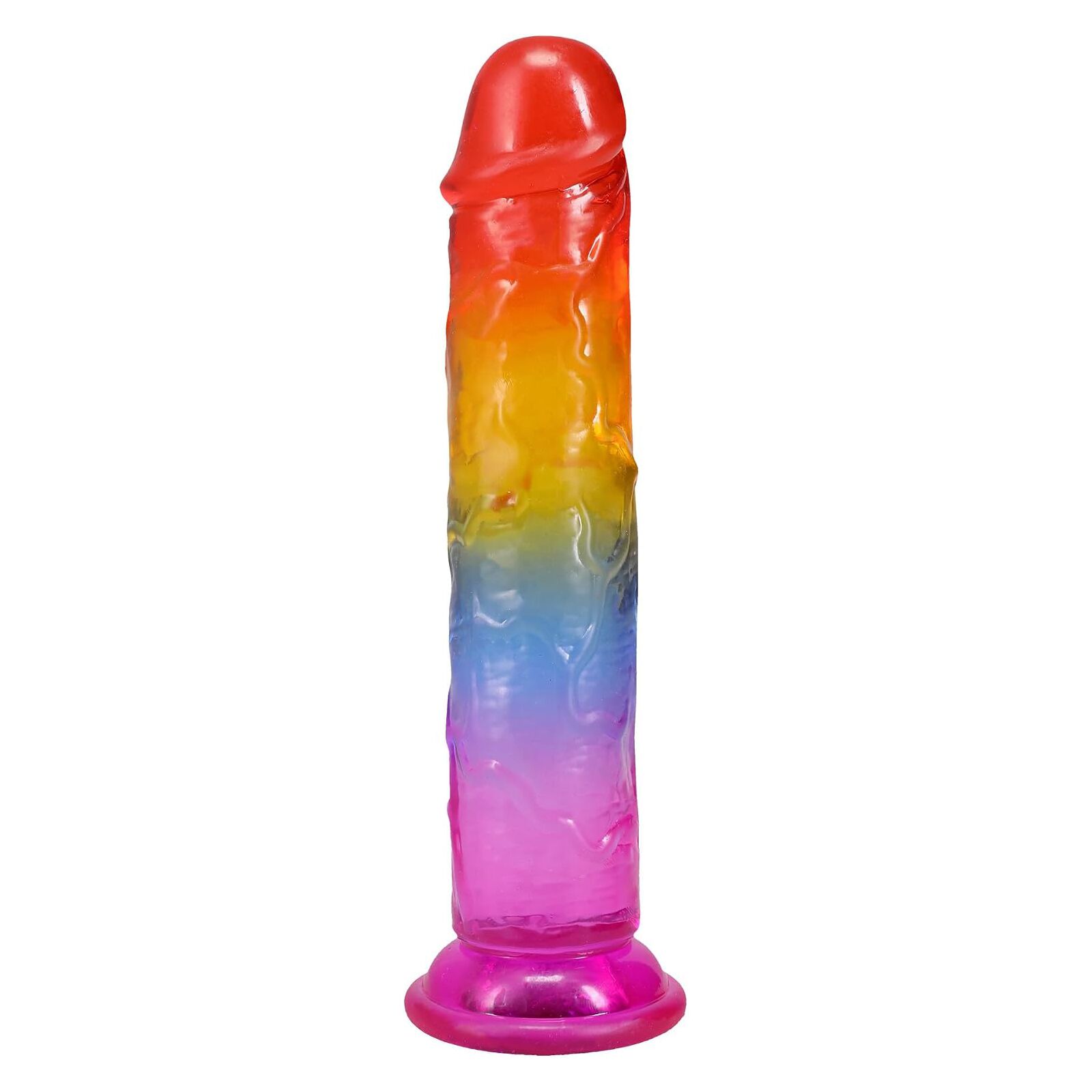 Дилдо Doc Johnson Crystal Jellies - 7 Inch Сlassic Dong - Rainbow - Зображення 2