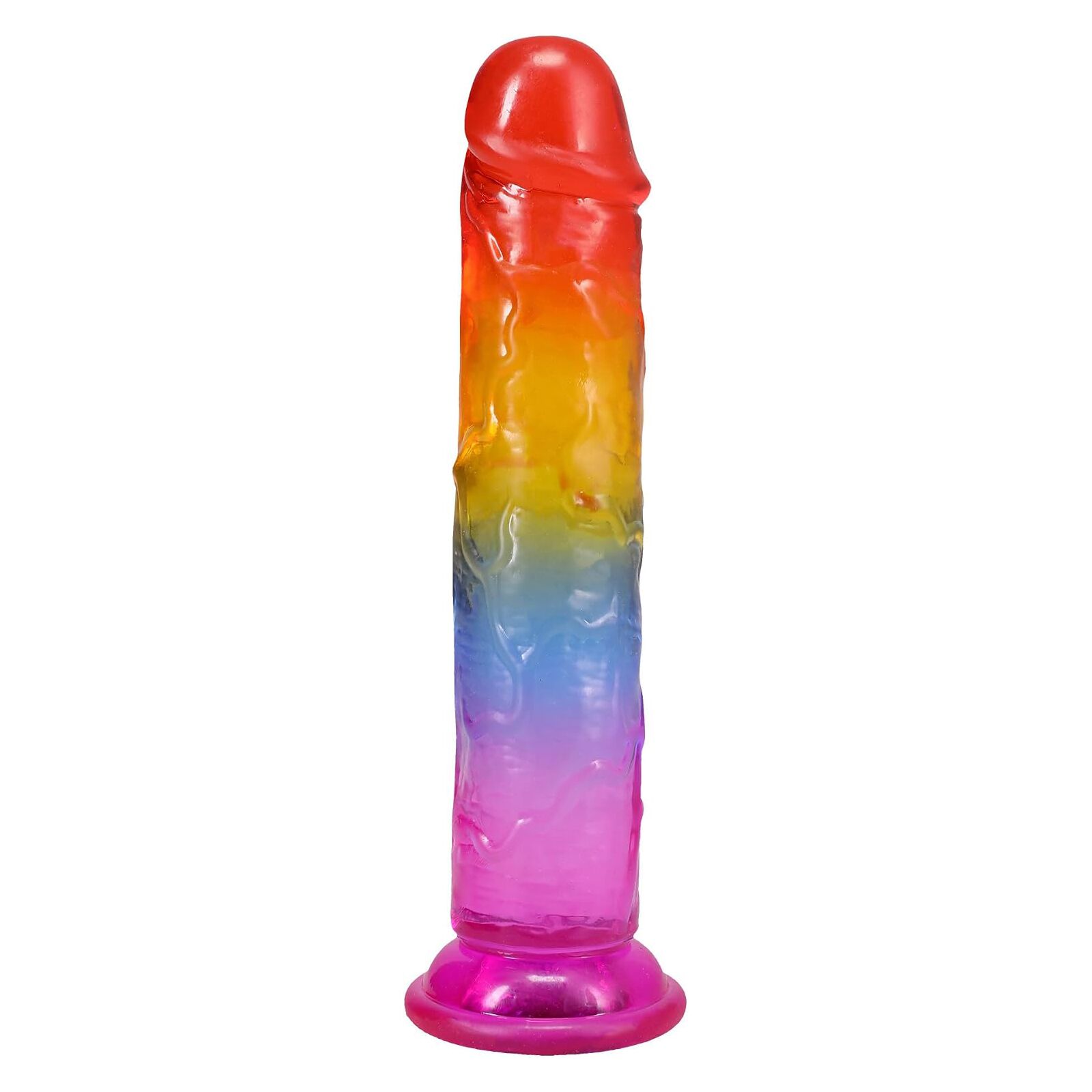Дилдо Doc Johnson Crystal Jellies - 7 Inch Сlassic Dong - Rainbow - Зображення 3