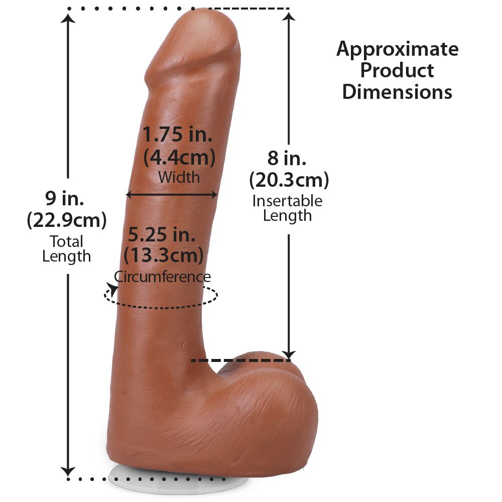 Фалоімітатор Doc Johnson The Realistic Cock ULTRASKYN - 9 Inch with Balls Caramel - Зображення 5