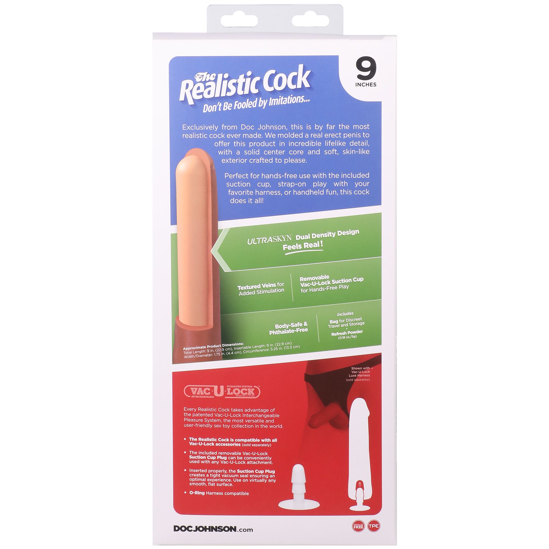 Фалоімітатор Doc Johnson The Realistic Cock ULTRASKYN - 9 Inch with Balls Caramel - Зображення 11