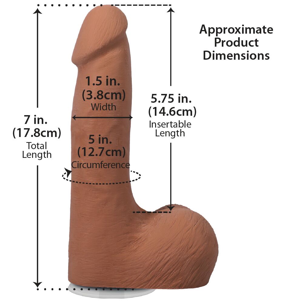 Фалоімітатор Doc Johnson The Realistic Cock ULTRASKYN - 7 Inch with Balls Caramel - Зображення 5