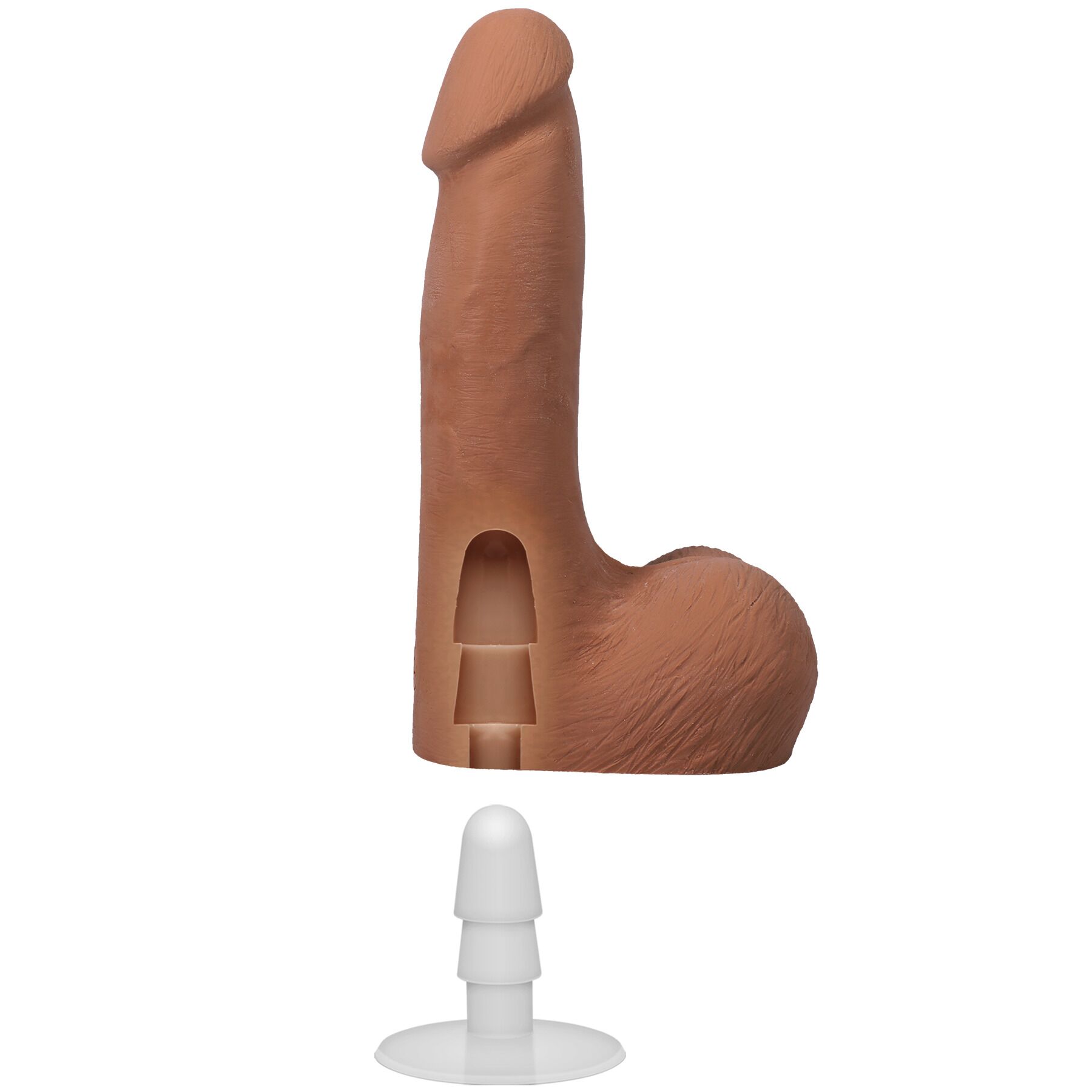 Фалоімітатор Doc Johnson The Realistic Cock ULTRASKYN - 7 Inch with Balls Caramel - Зображення 6