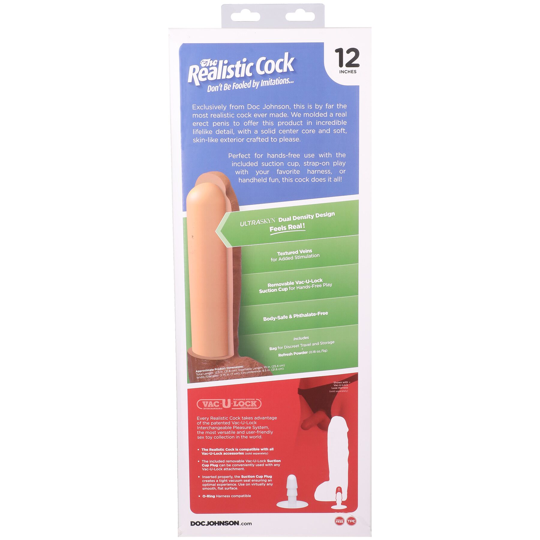Фалоімітатор Doc Johnson The Realistic Cock ULTRASKYN - 12 Inch Hung with Balls Chocolate - Зображення 11