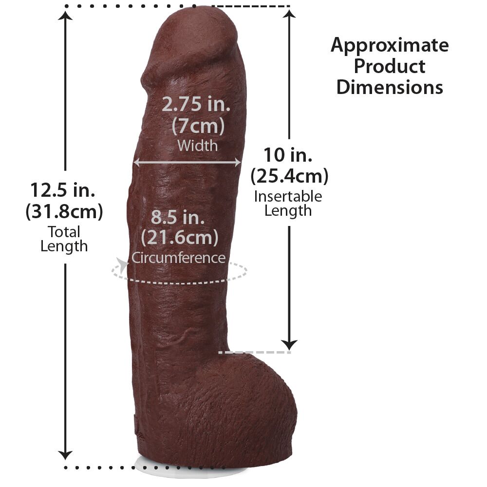 Фалоімітатор Doc Johnson The Realistic Cock ULTRASKYN - 12 Inch Hung with Balls Chocolate - Зображення 5
