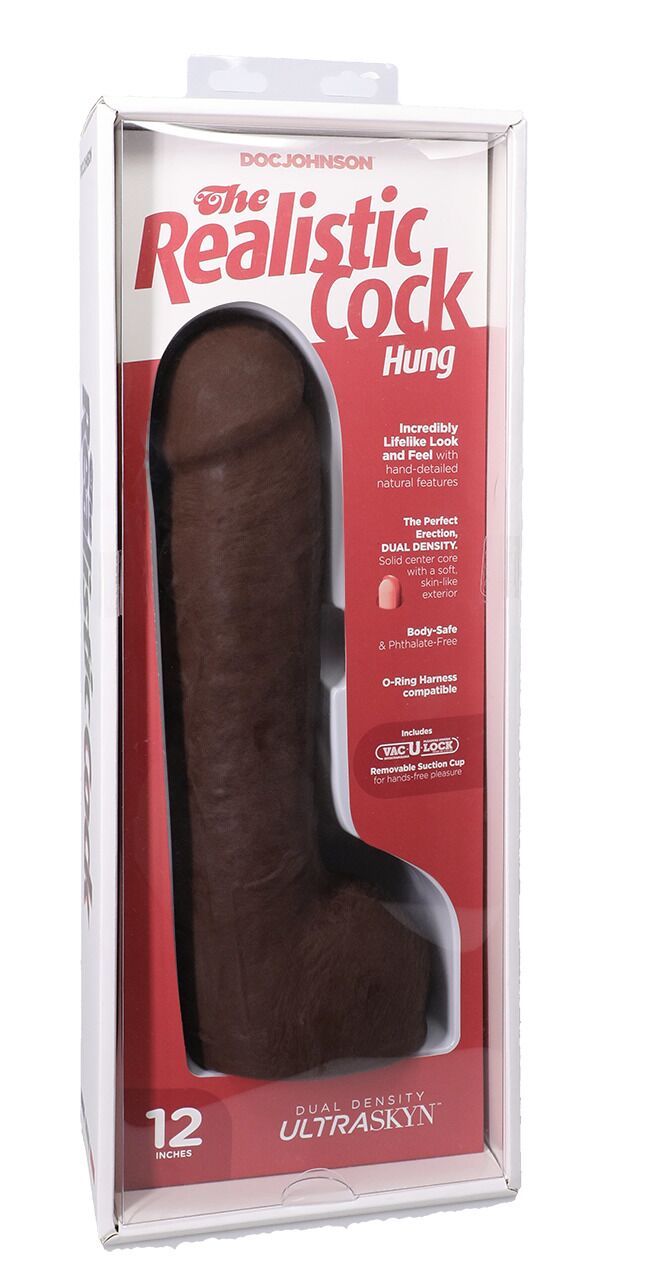 Фалоімітатор Doc Johnson The Realistic Cock ULTRASKYN - 12 Inch Hung with Balls Chocolate - Зображення 8