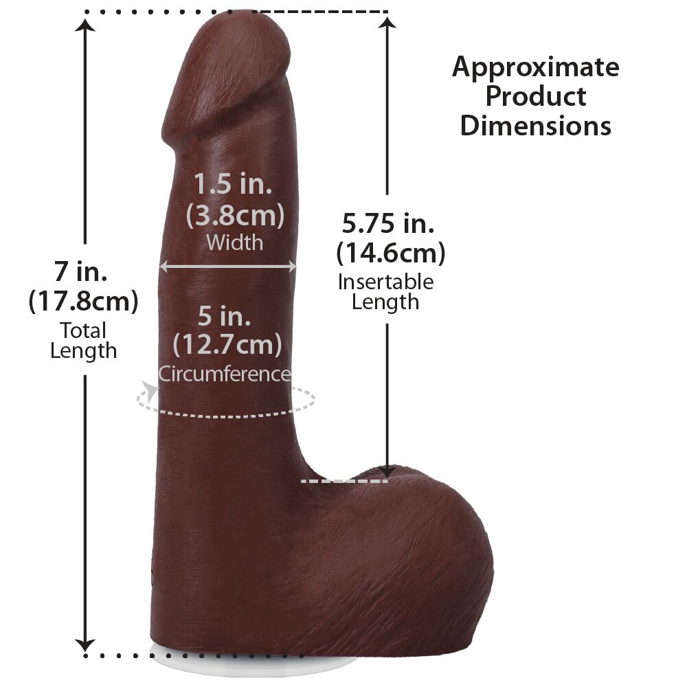 Фалоімітатор Doc Johnson The Realistic Cock ULTRASKYN - 7 Inch with Balls Chocolate - Зображення 5