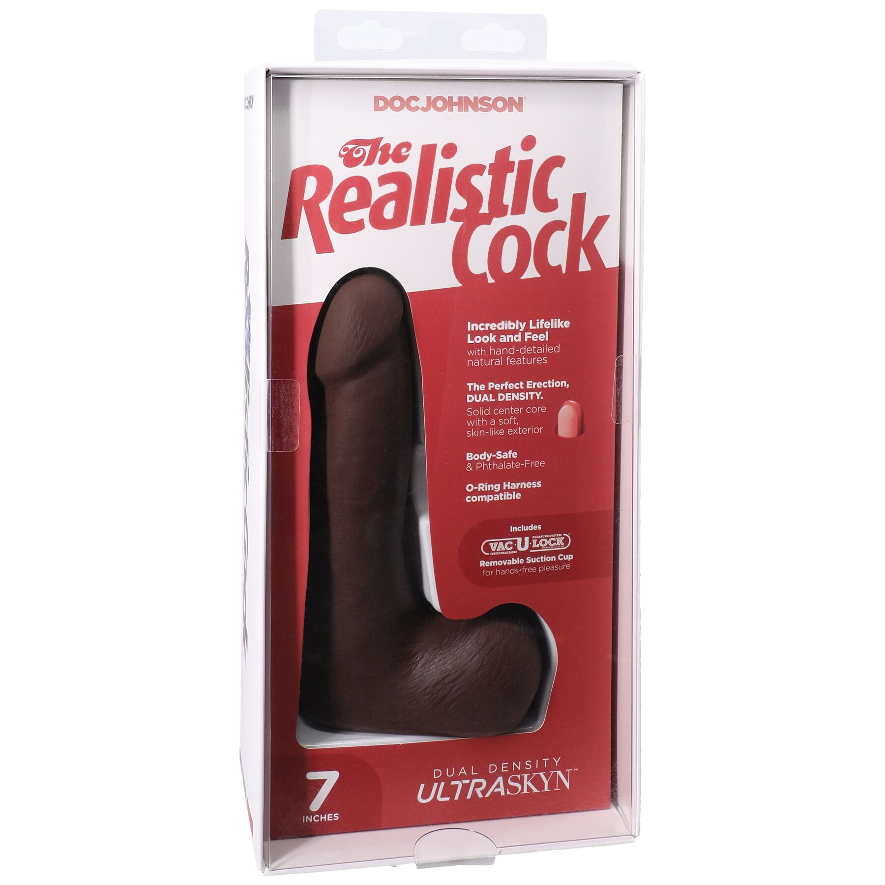 Фалоімітатор Doc Johnson The Realistic Cock ULTRASKYN - 7 Inch with Balls Chocolate - Зображення 8