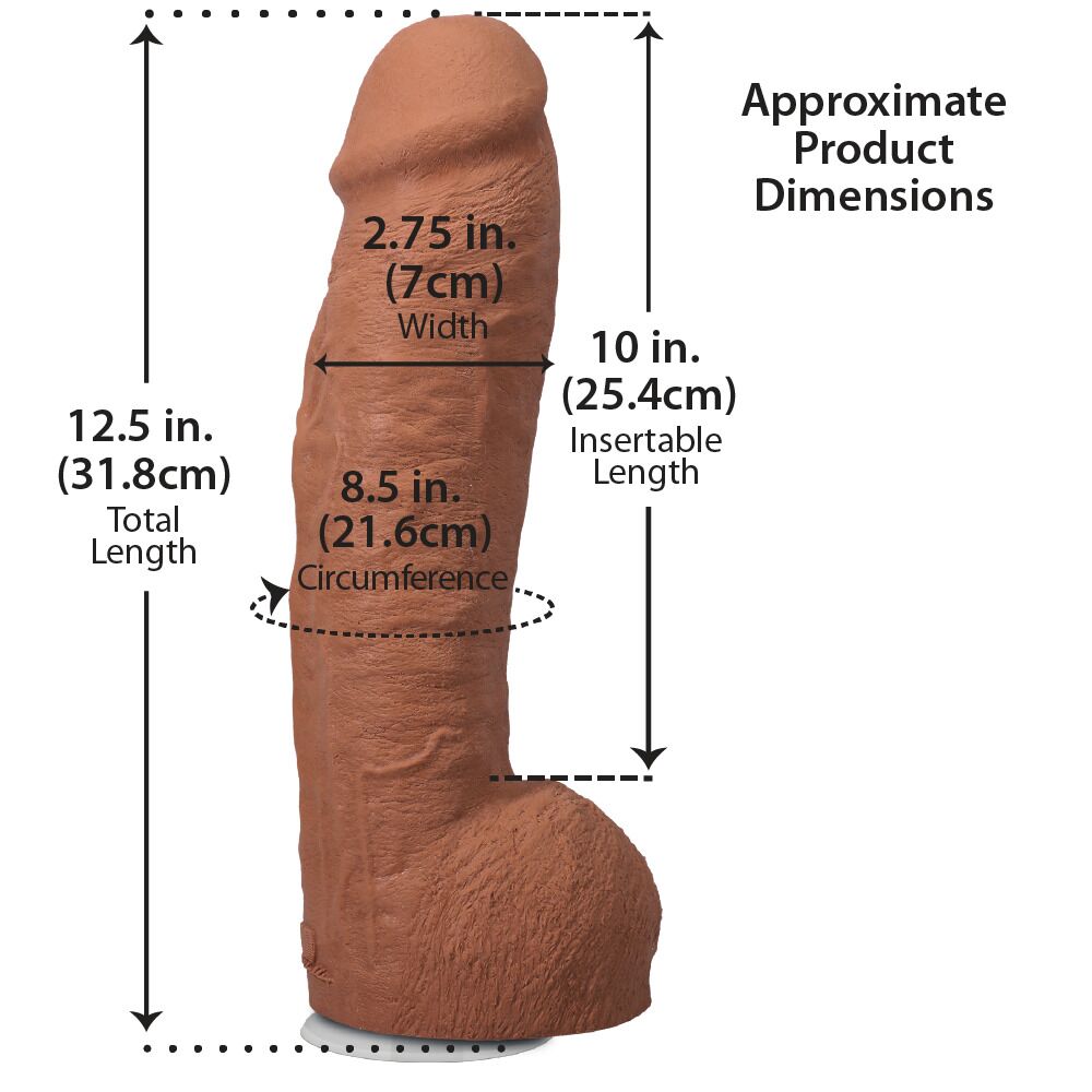 Фалоімітатор Doc Johnson The Realistic Cock ULTRASKYN - 12 Inch Hung with Balls Caramel - Зображення 5
