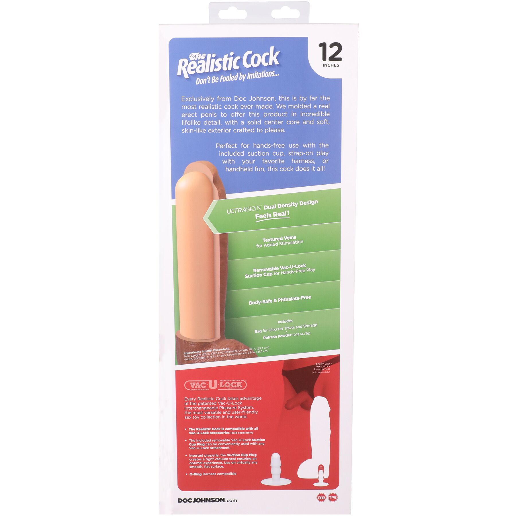 Фалоімітатор Doc Johnson The Realistic Cock ULTRASKYN - 12 Inch Hung with Balls Caramel - Зображення 11