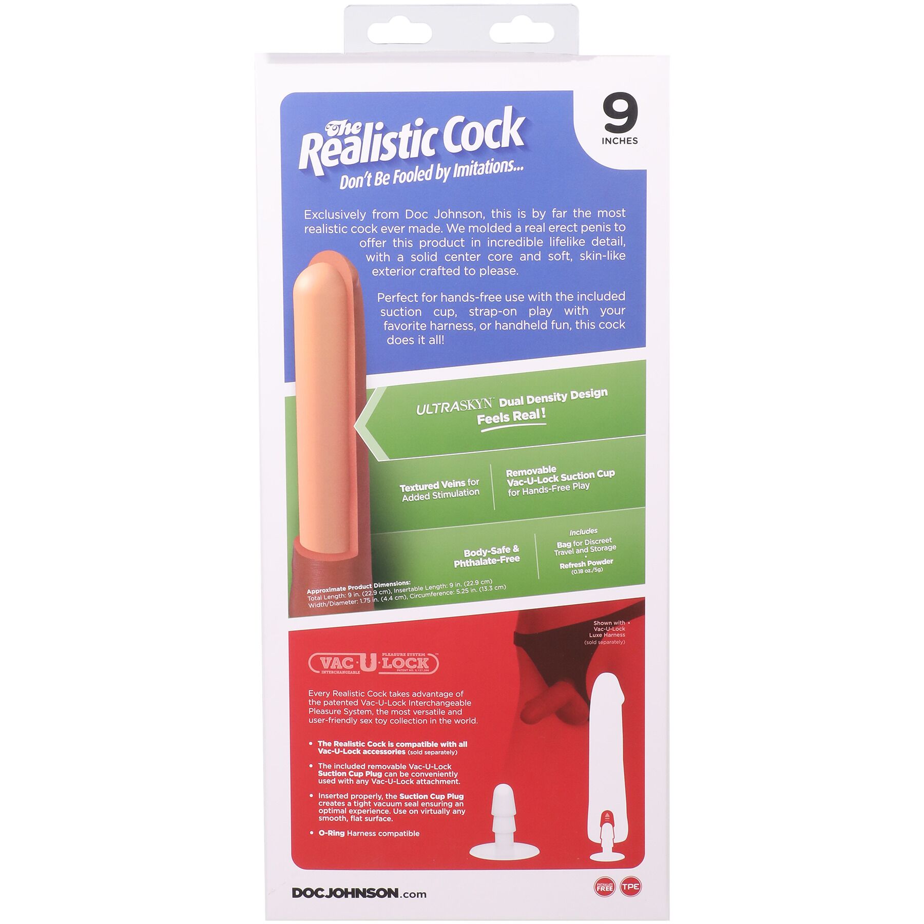 Фалоімітатор Doc Johnson The Realistic Cock ULTRASKYN - 9 Inch Vanilla - Зображення 11