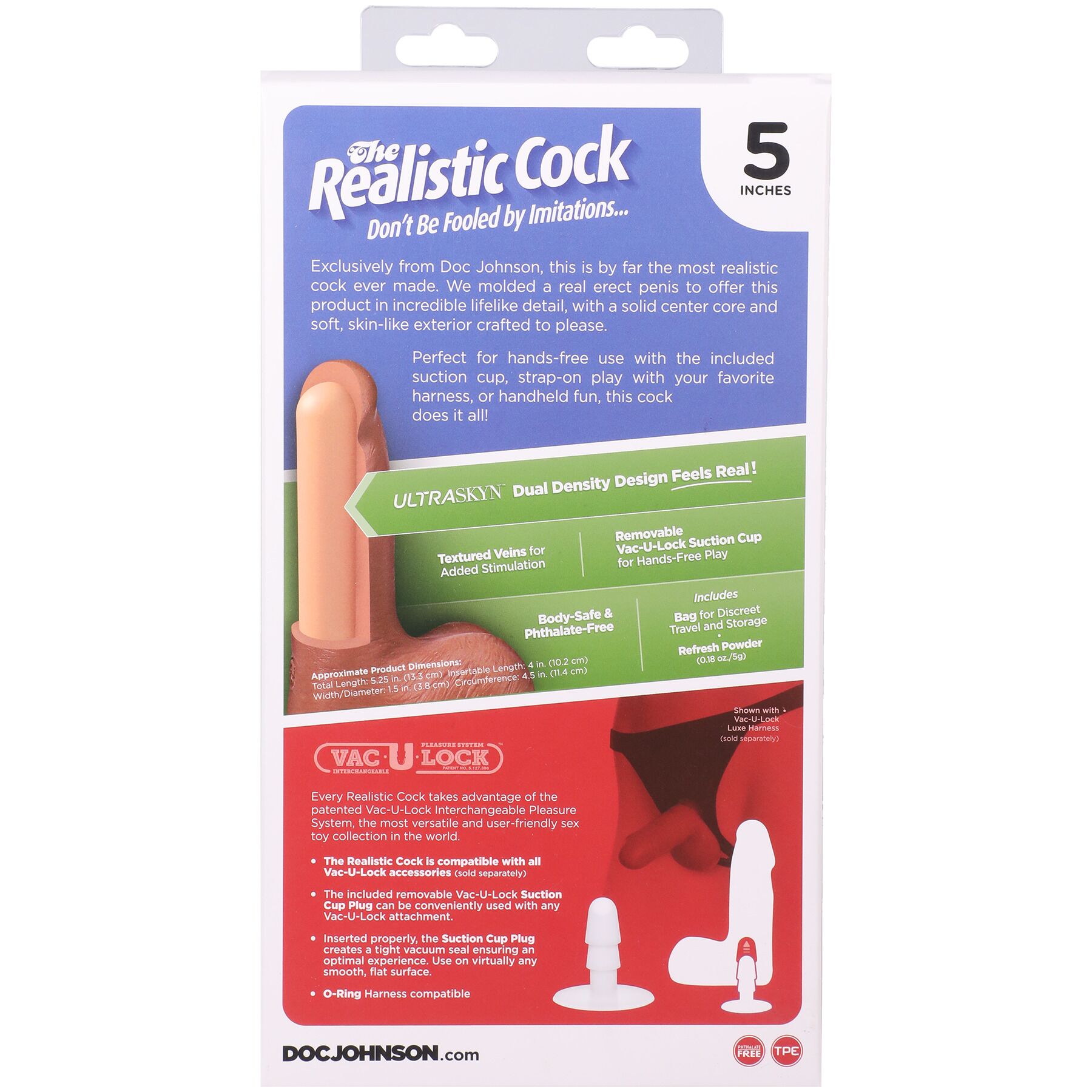 Фалоімітатор Doc Johnson The Realistic Cock ULTRASKYN - 5 Inch with Balls Caramel - Зображення 11