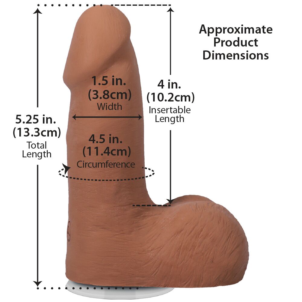 Фалоімітатор Doc Johnson The Realistic Cock ULTRASKYN - 5 Inch with Balls Caramel - Зображення 5