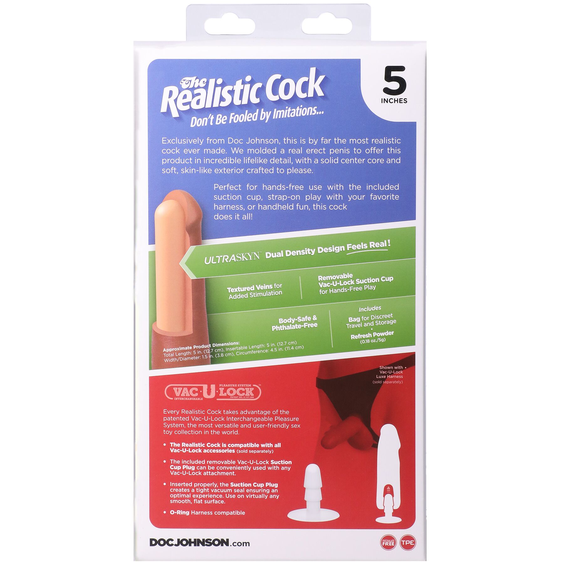 Фалоімітатор Doc Johnson The Realistic Cock ULTRASKYN - 5 Inch Vanilla - Зображення 11