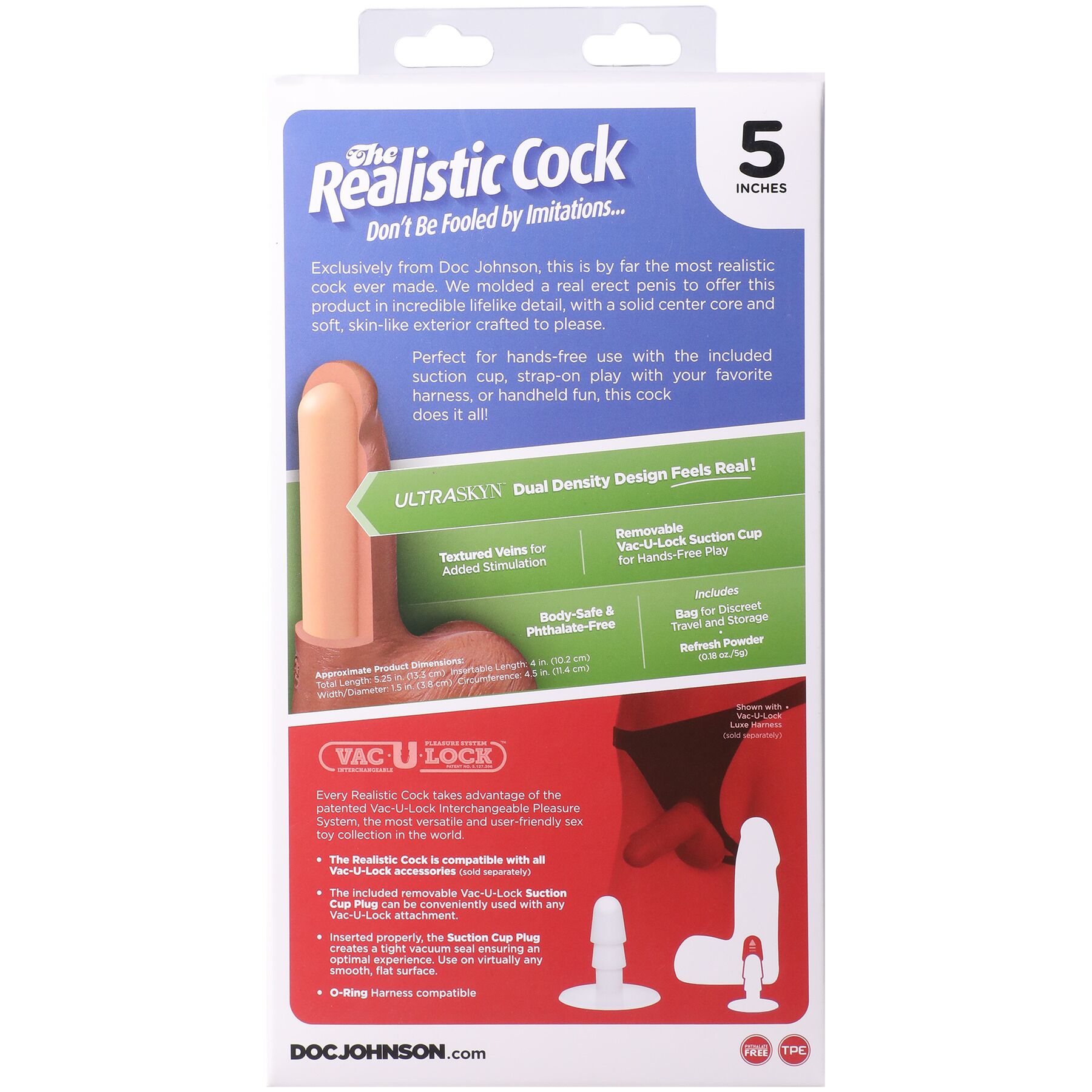 Фалоімітатор Doc Johnson The Realistic Cock ULTRASKYN - 5 Inch with Balls Vanilla - Зображення 11