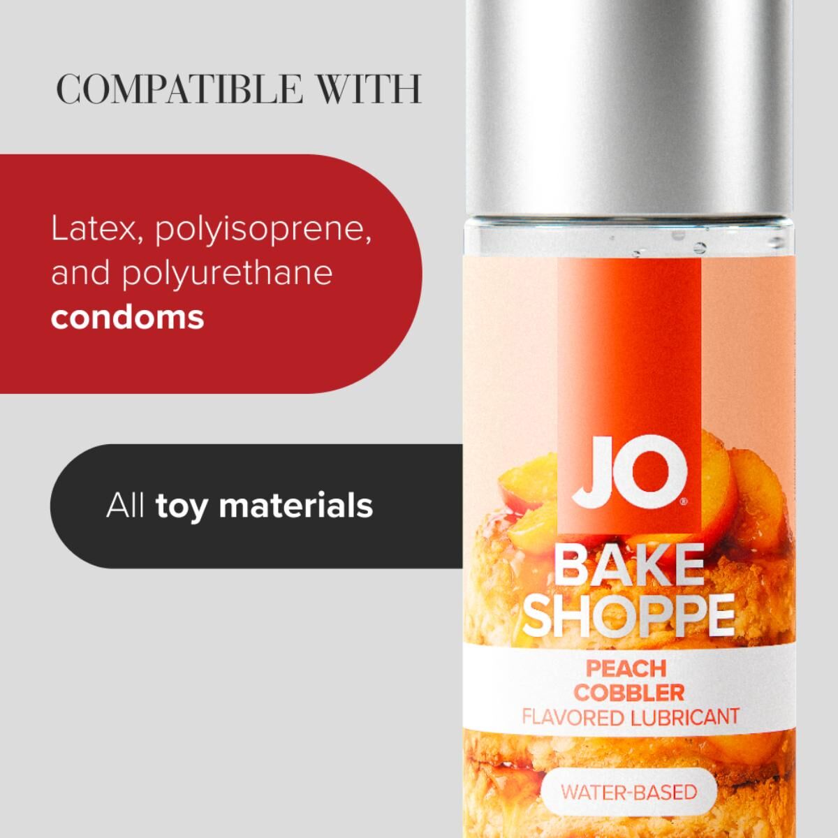 Лубрикант на водній основі JO Bake Shoppe - Peach Cobbler 60 мл, без цукру та парабенів - Зображення 5
