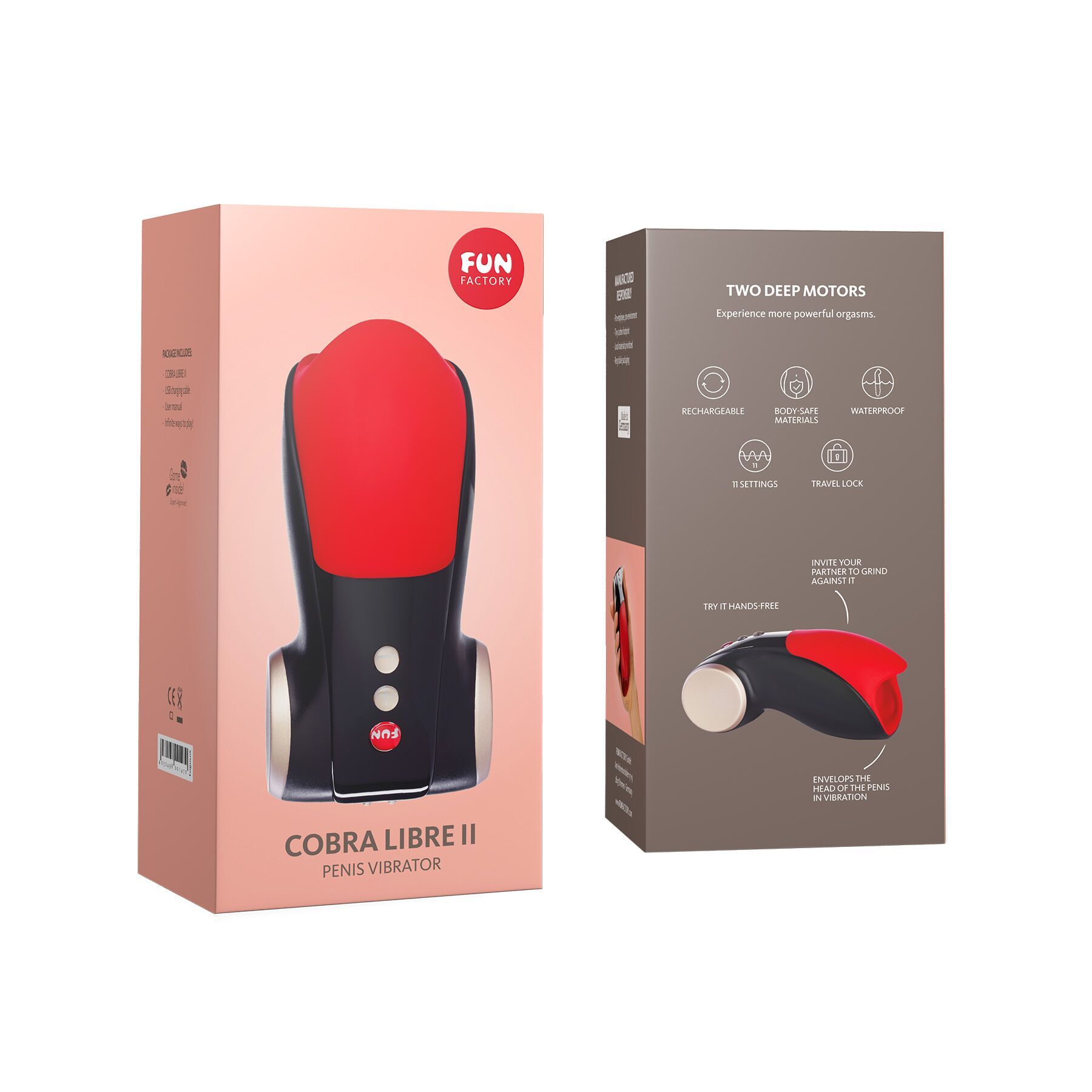 Мастурбатор для головки пеніса Fun Factory COBRA LIBRE II black/red (м'яте паковання!!!) - Зображення 7